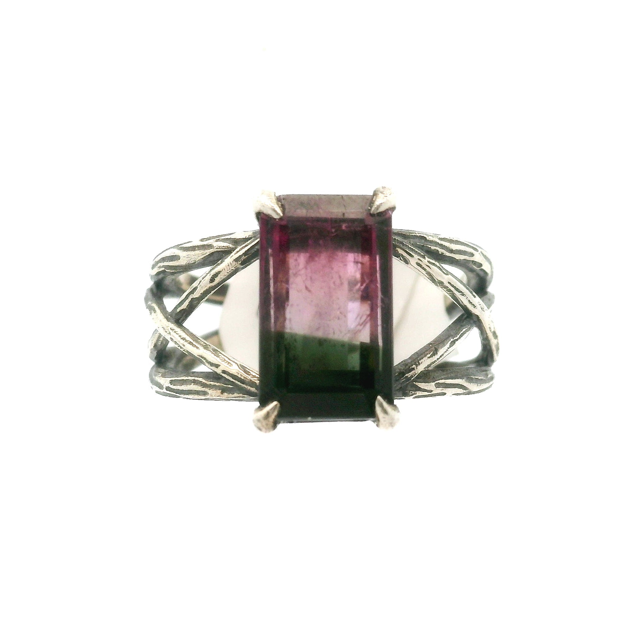 Wicked Watermelon Tourmaline Bad Witch Cuff Ring .925 Silver for Balancing and Igniting Passion