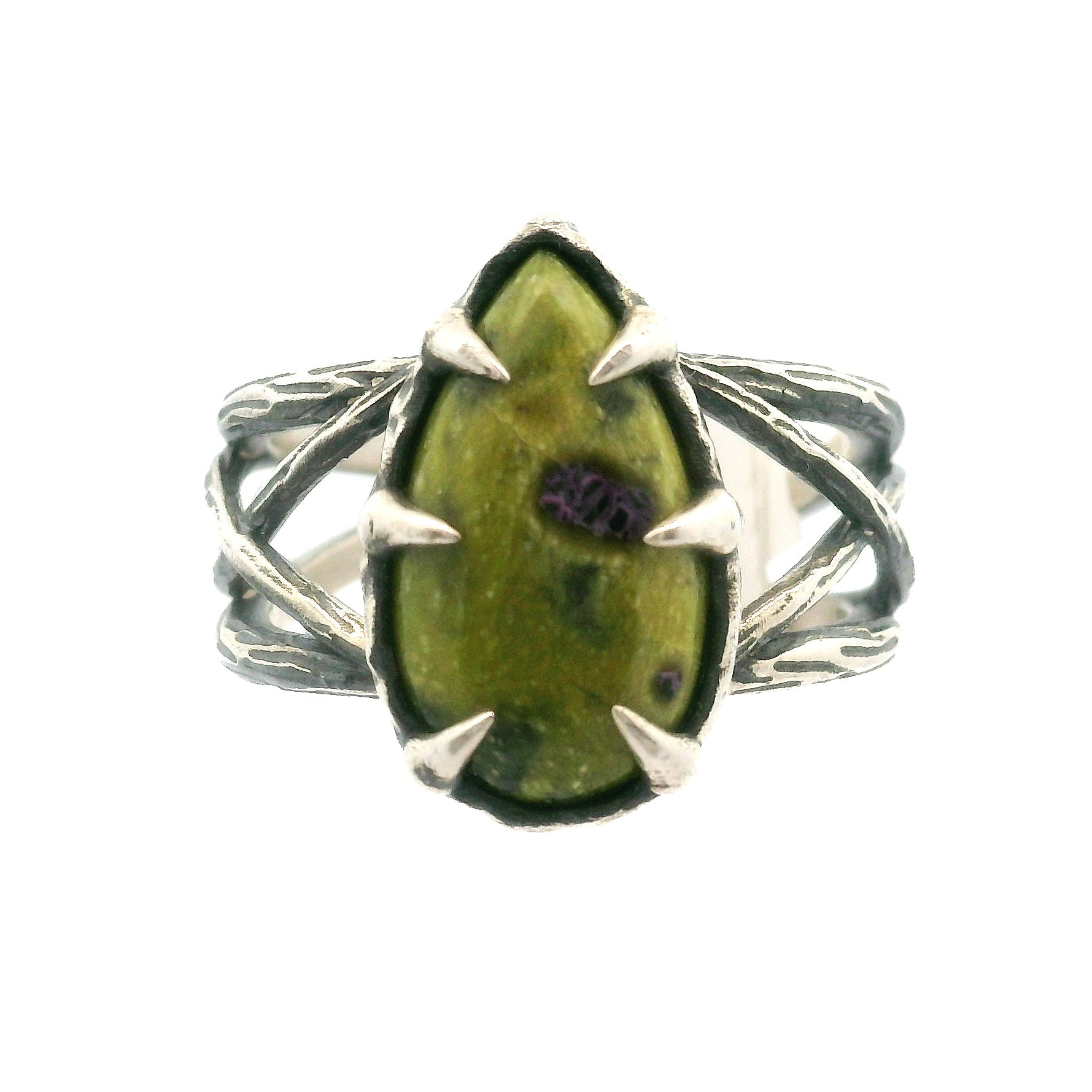 Atlantisite Bad Witch Cuff Ring .925 Silver with Rhodium Plating for Inner Peace and Improved Self Esteem