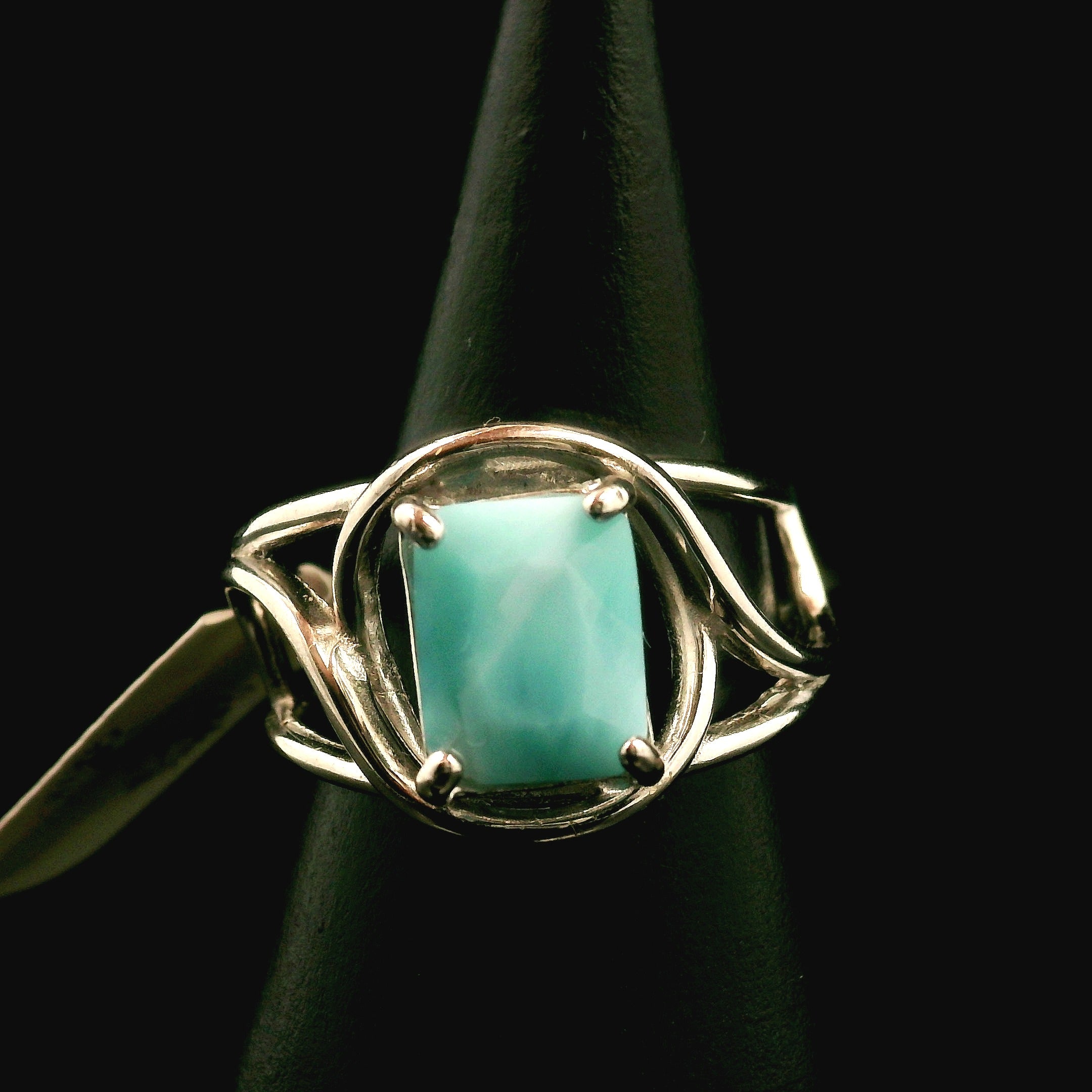 Larimar Cuff Ring .925 Silver for Peace and Tranquility