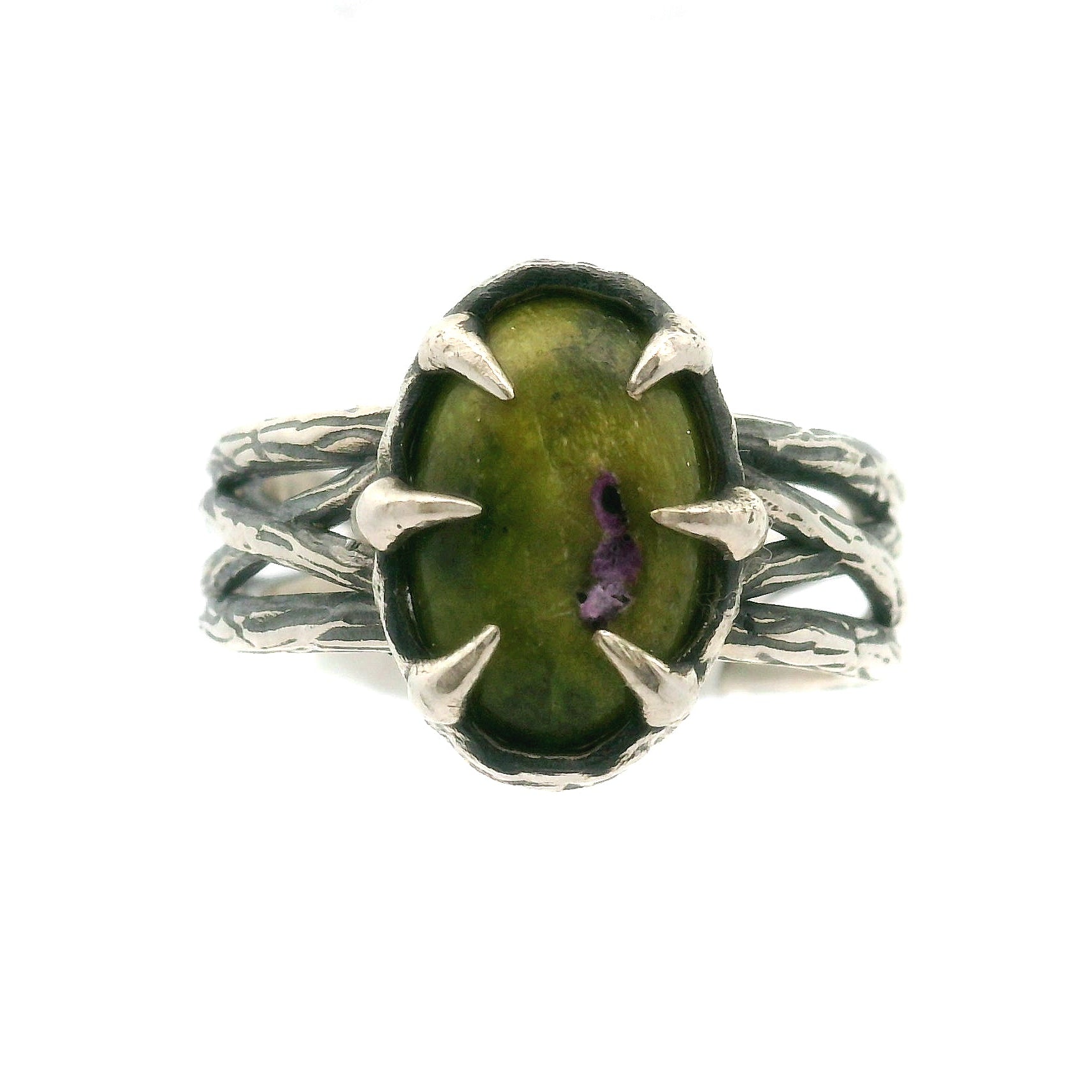 Atlantisite Bad Witch Cuff Ring .925 Silver with Rhodium Plating for Inner Peace and Improved Self Esteem