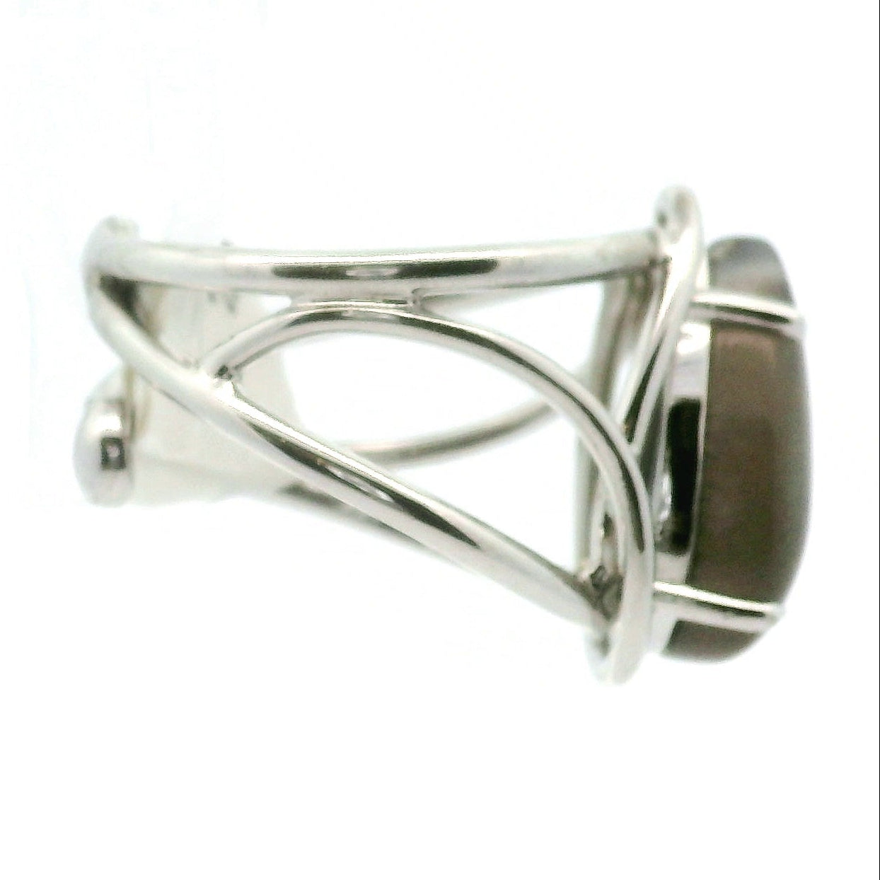 Black Moonstone Sunstone Cuff Ring .925 Silver for Creation, Divine Feminine, & Manifestation