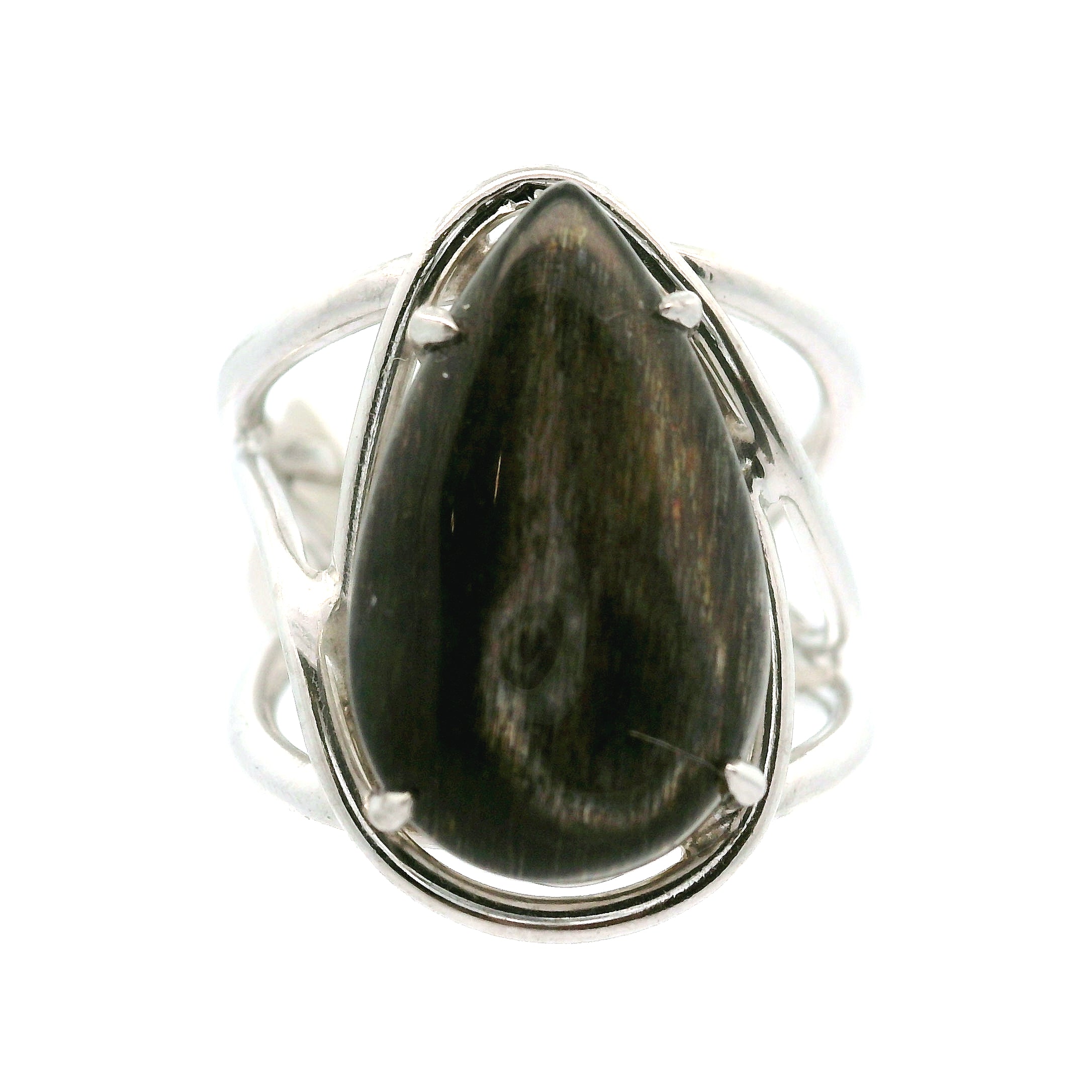 Black Moonstone Sunstone Cuff Ring .925 Silver for Creation, Divine Feminine, & Manifestation