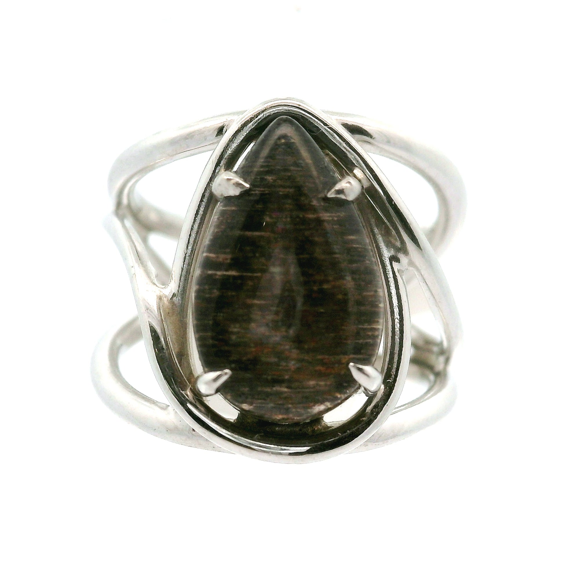 Black Moonstone Sunstone Cuff Ring .925 Silver for Creation, Divine Feminine, & Manifestation