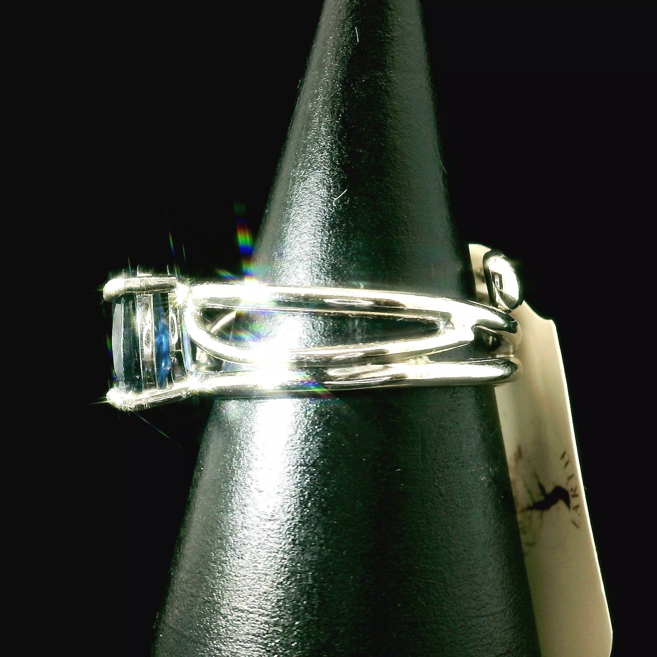 Kyanite Cuff Ring .925 Silver for Energetic Clearing and Purification