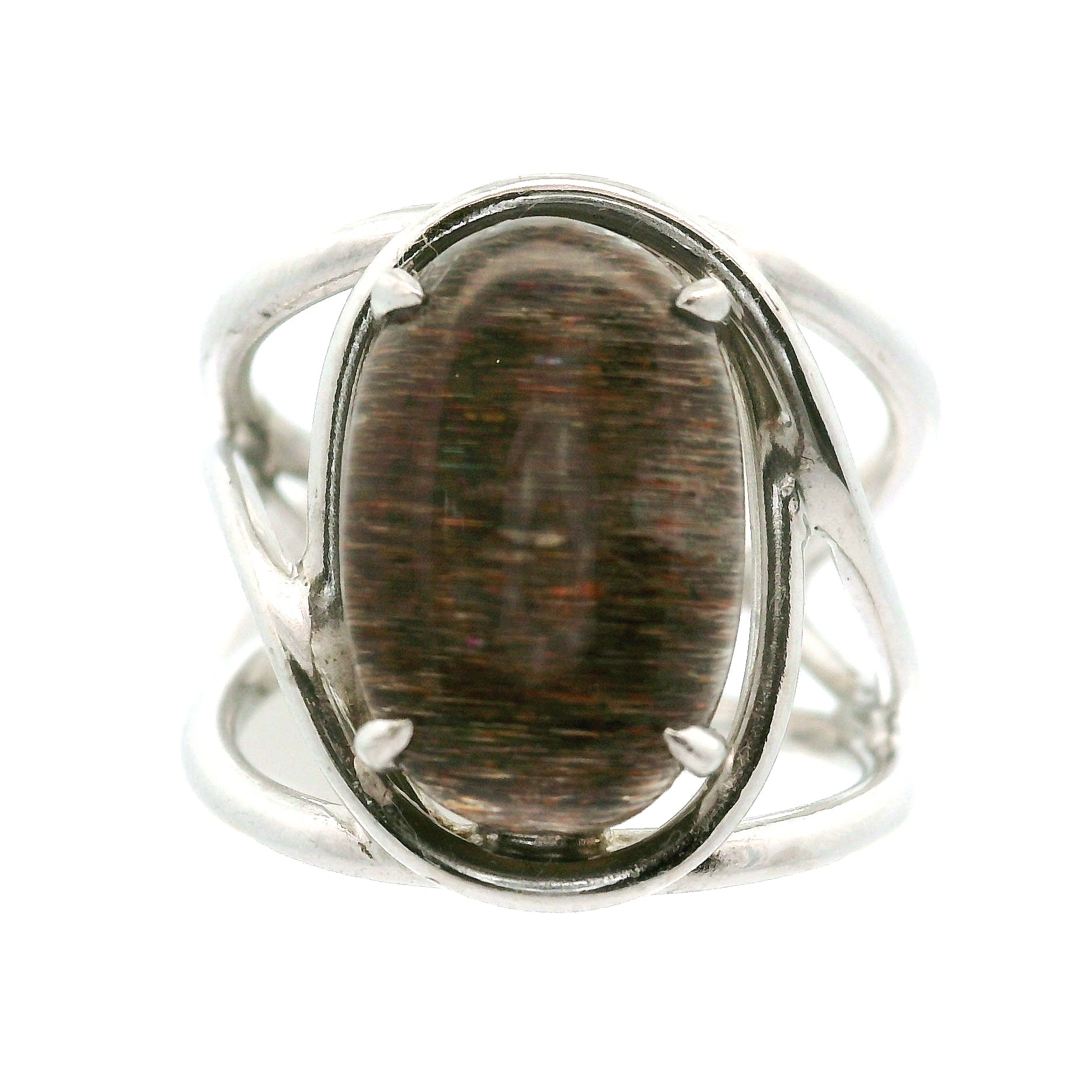 Black Moonstone Sunstone Cuff Ring .925 Silver for Creation, Divine Feminine, & Manifestation