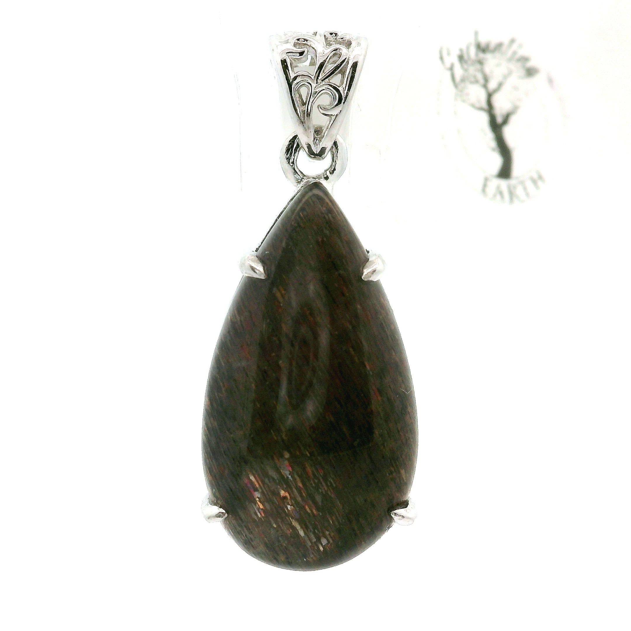 Black Moonstone Sunstone Pendant .925 Silver for Creation, Divine Feminine, & Manifestation