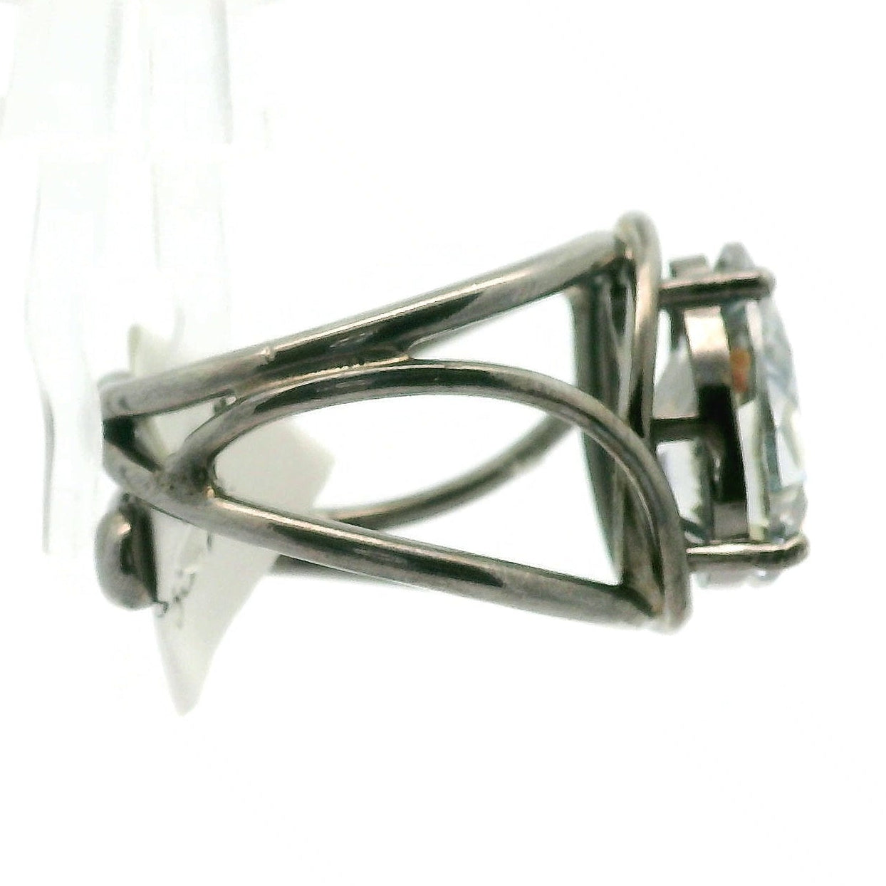 Smokey Moissanite Teardrop Adjustable Cuff Ring .925 Silver for Enlightenment, Inner Peace & Spiritual Transformation