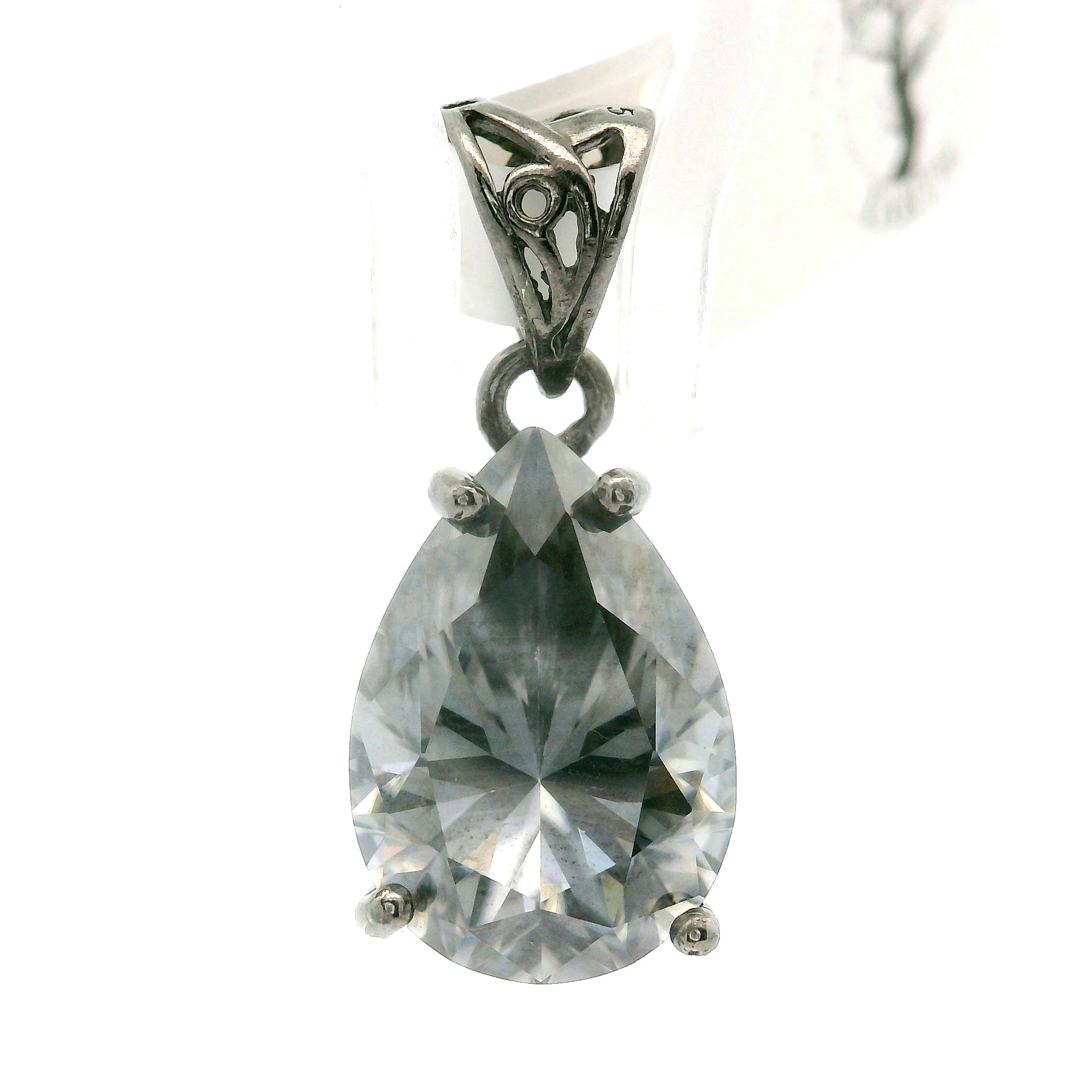 Smokey Moissanite Teardrop Pendant .925 Silver for Enlightenment, Inner Peace & Spiritual Transformation