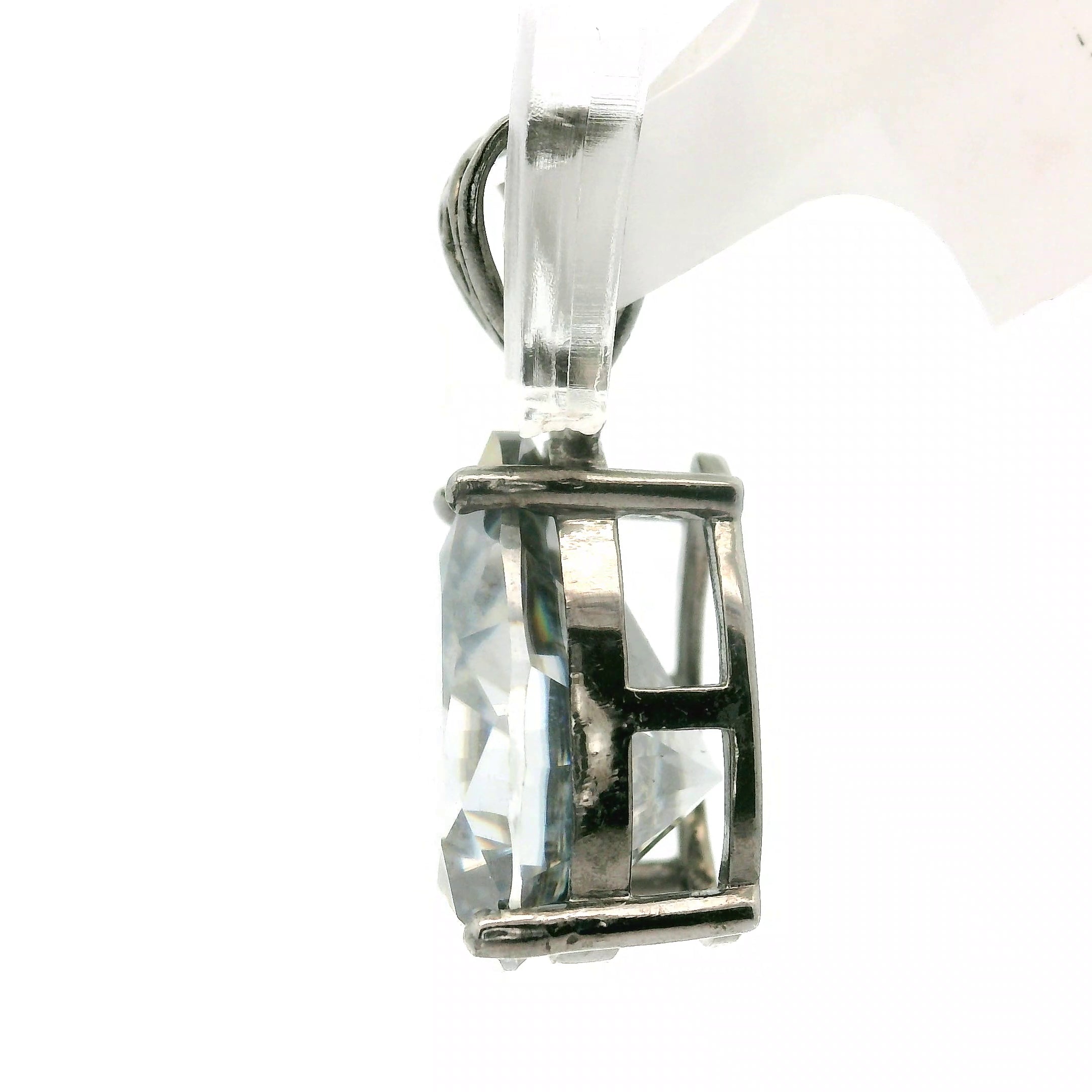 Smokey Moissanite Teardrop Pendant .925 Silver for Enlightenment, Inner Peace & Spiritual Transformation