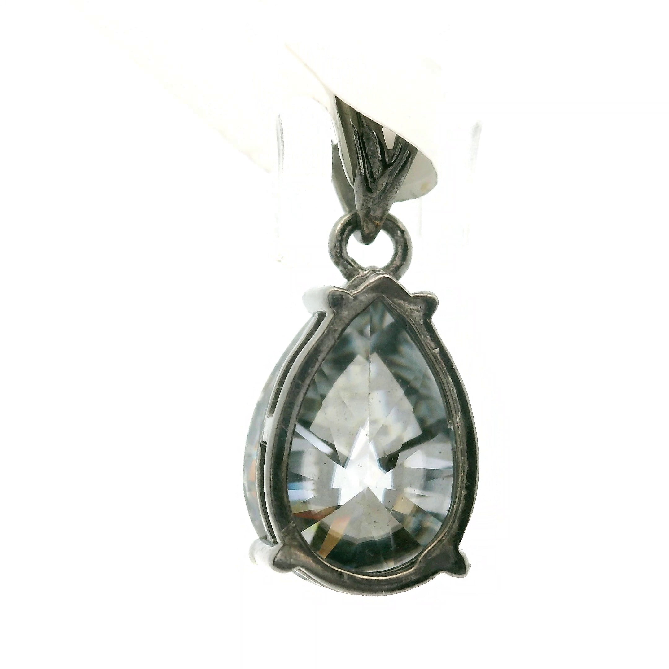 Smokey Moissanite Teardrop Pendant .925 Silver for Enlightenment, Inner Peace & Spiritual Transformation