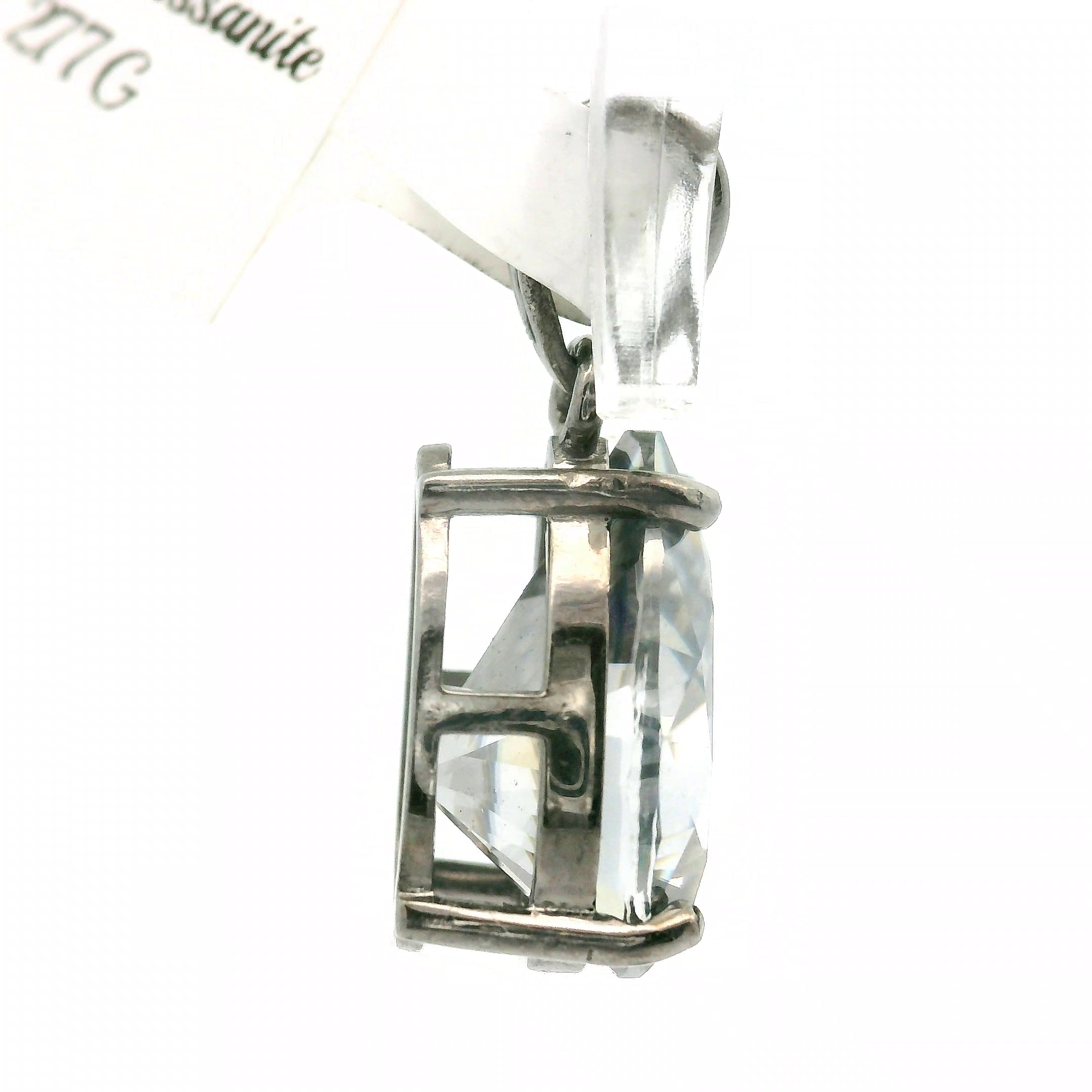 Smokey Moissanite Teardrop Pendant .925 Silver for Enlightenment, Inner Peace & Spiritual Transformation