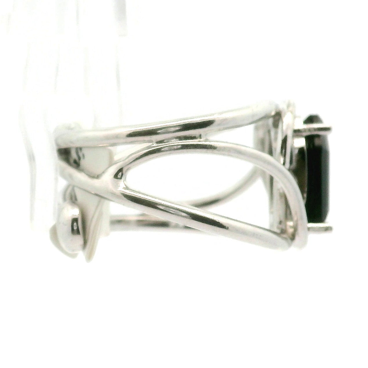 Mini Black Spinel Coffin Cuff Ring .925 Silver for Resilience and Grounded Confidence