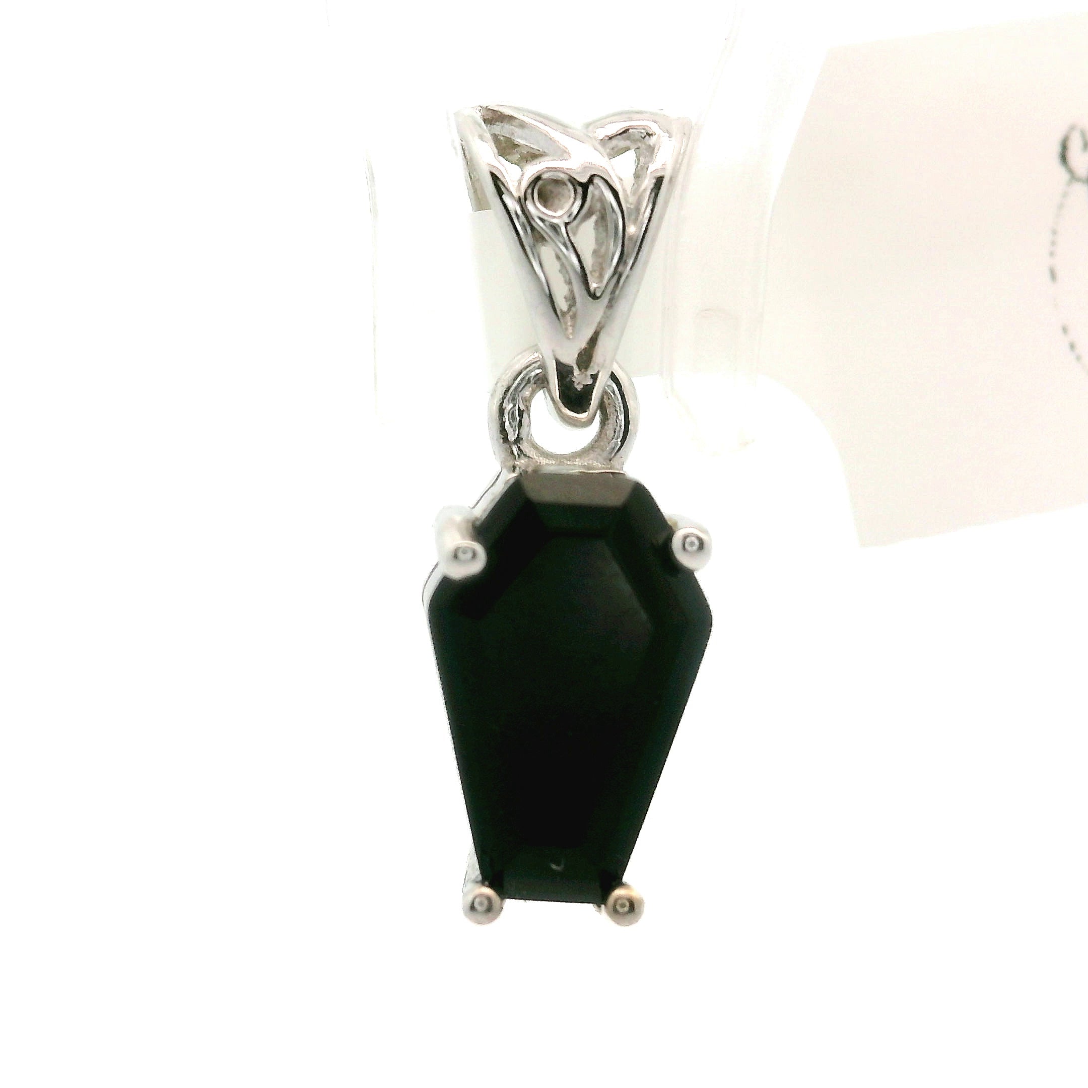 Mini Black Spinel Coffin Pendant .925 Silver for Resilience and Grounded Confidence