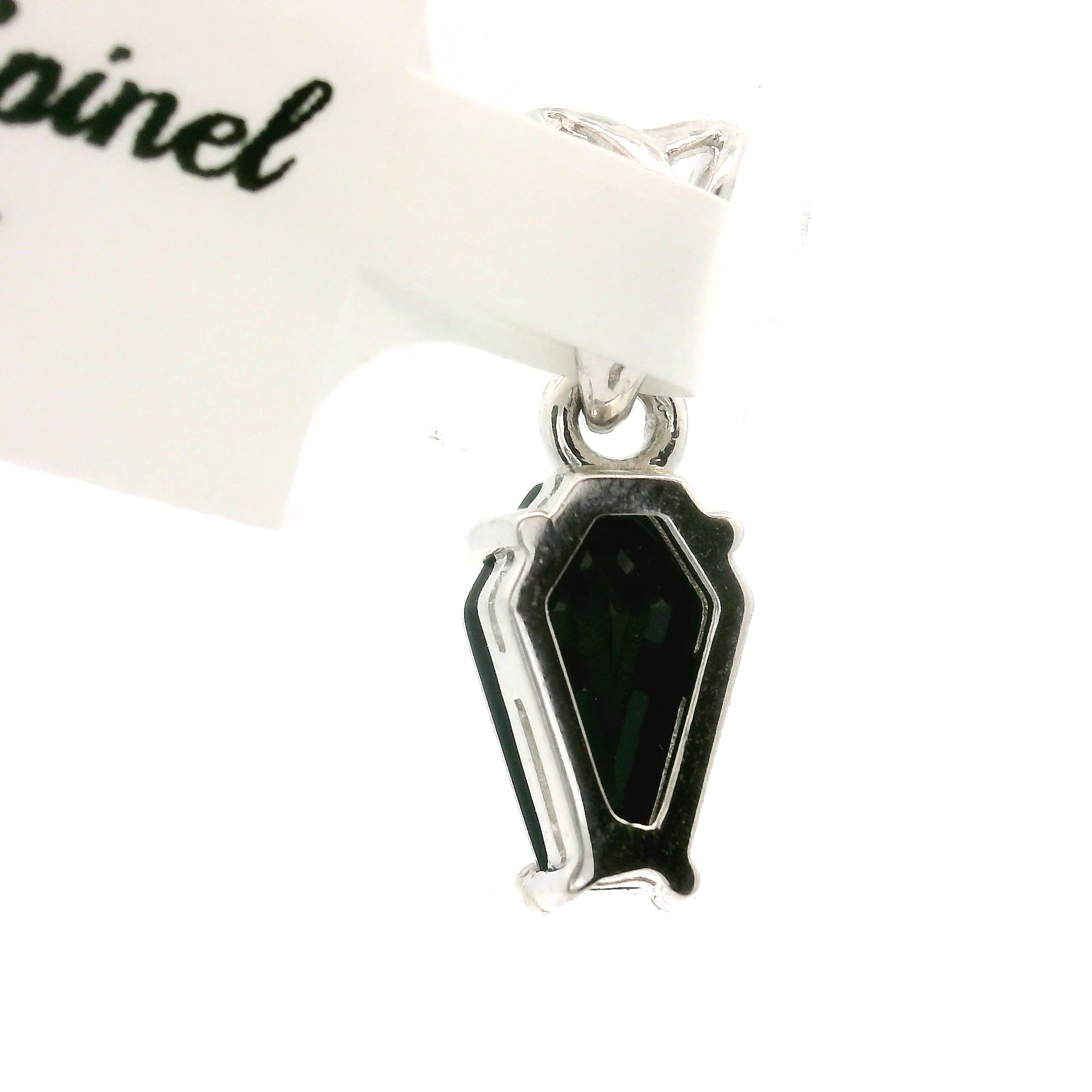 Mini Black Spinel Coffin Pendant .925 Silver for Resilience and Grounded Confidence