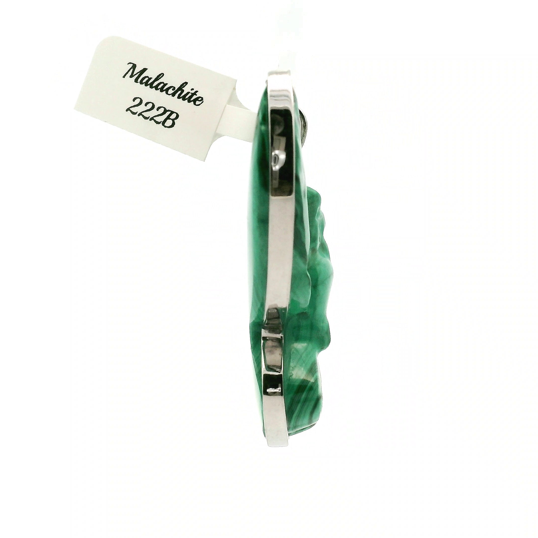 Malachite Carved Owl Pendant .925 Silver for Heightened Intuition, Deep Wisdom and Transformation
