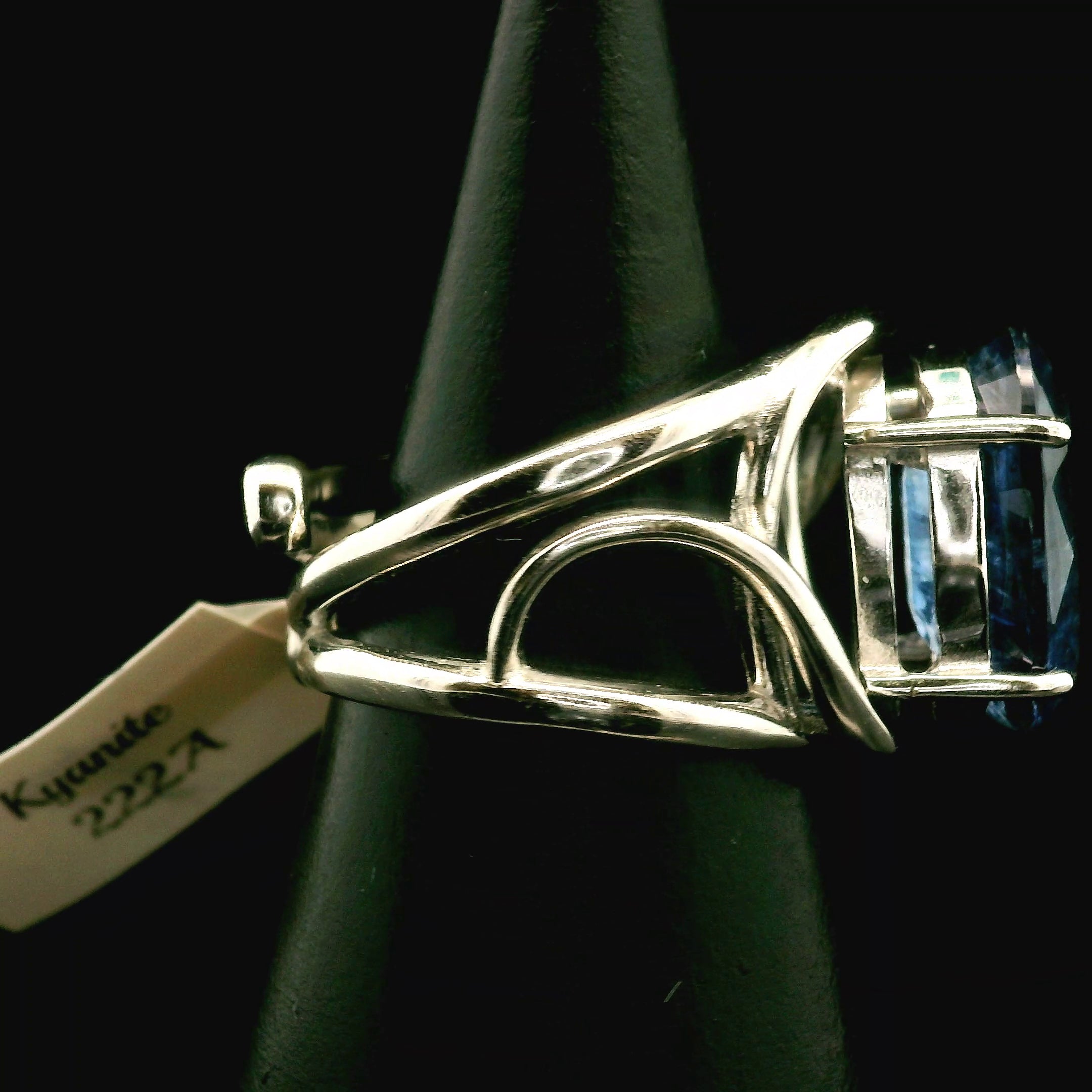 Kyanite Cuff Ring .925 Silver for Energetic Clearing and Purification