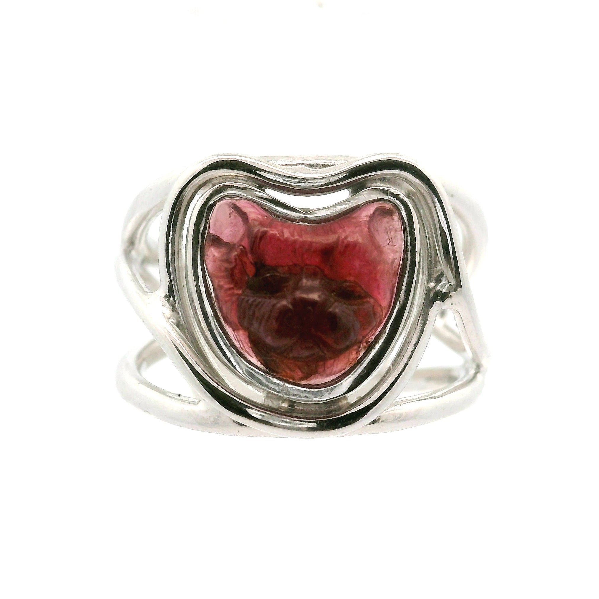 Garnet Carved Feline Cuff Ring .925 Silver for Intuition, Energetic Protection and Connection to Mystery