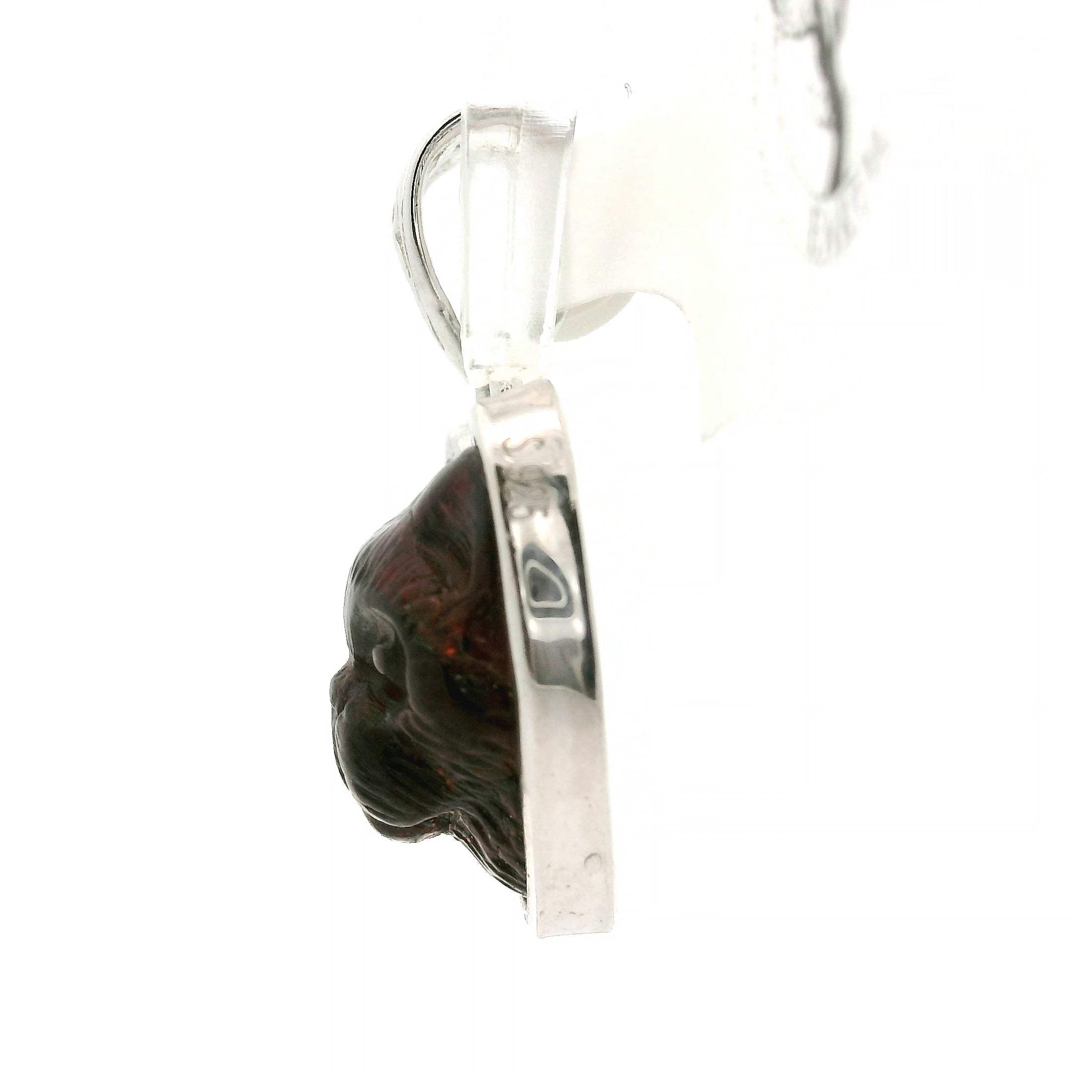 Garnet Carved Feline Pendant .925 Silver for Intuition, Energetic Protection and Connection to Mystery