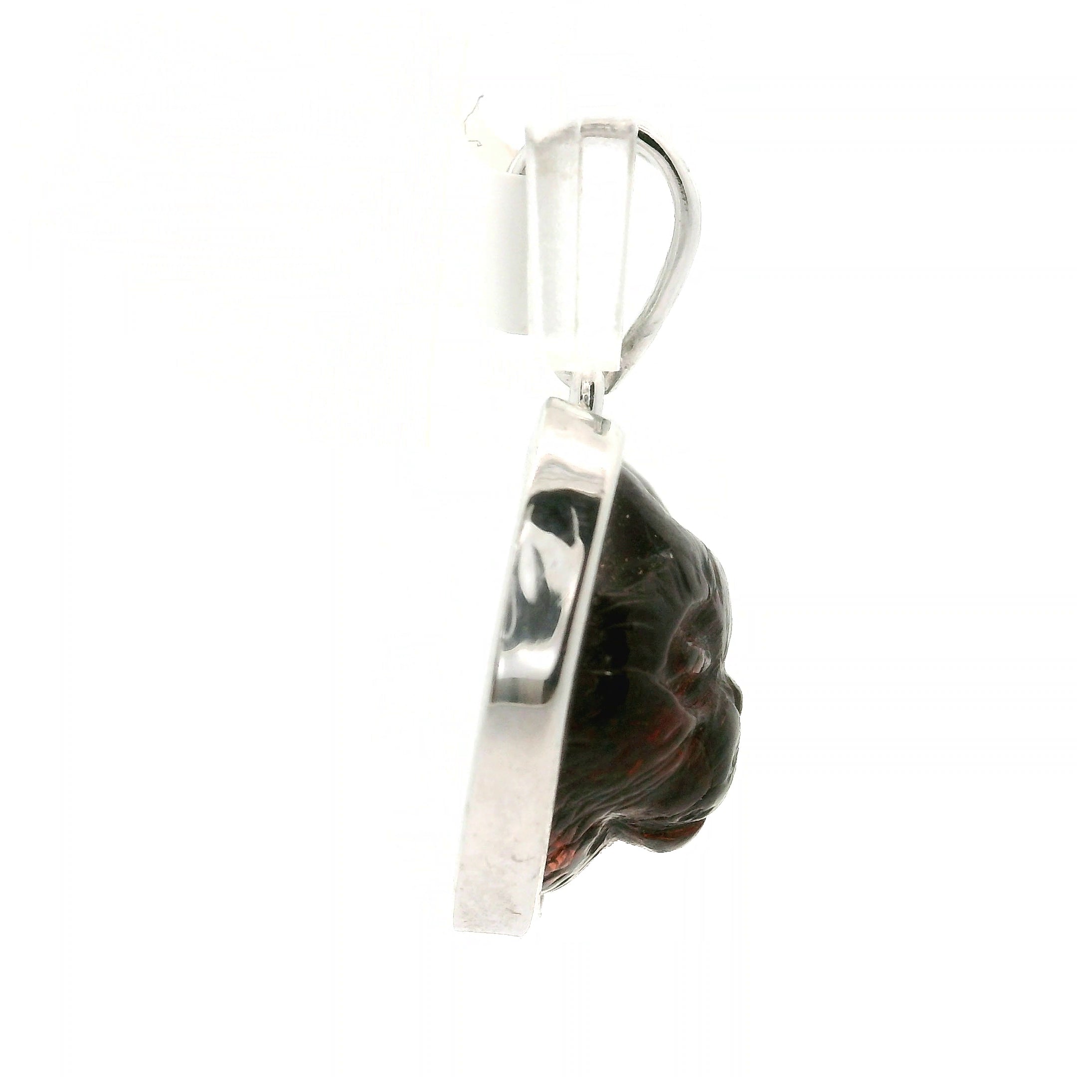 Garnet Carved Feline Pendant .925 Silver for Intuition, Energetic Protection and Connection to Mystery