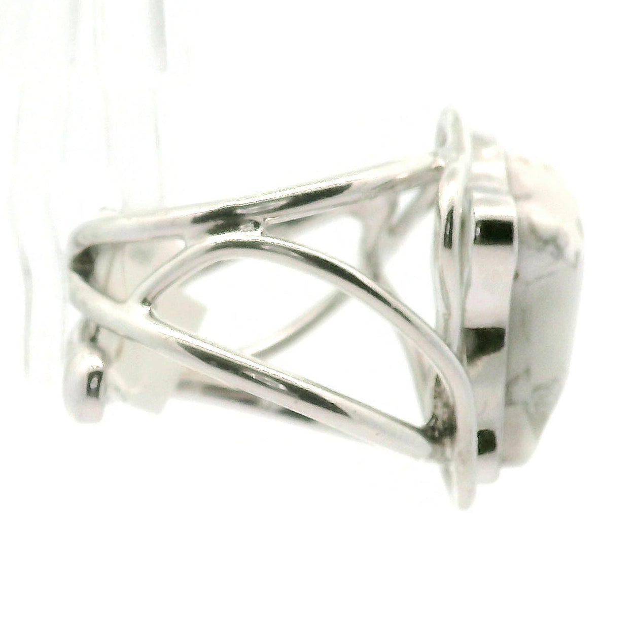 Howlite Ghost Cuff Ring .925 Silver for Wisdom and Deep Sleep