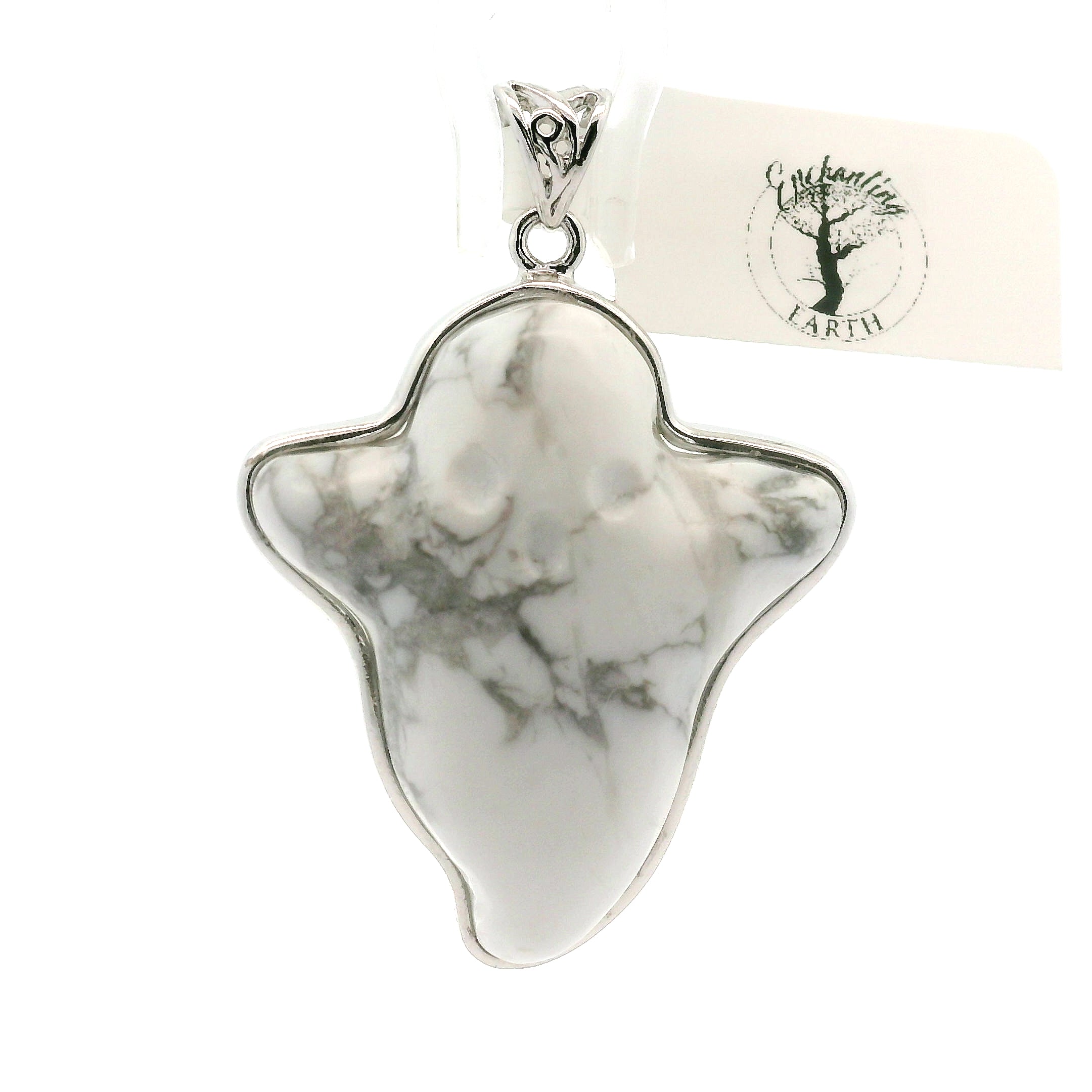 Howlite Ghost Pendant .925 Silver for Wisdom and Deep Sleep
