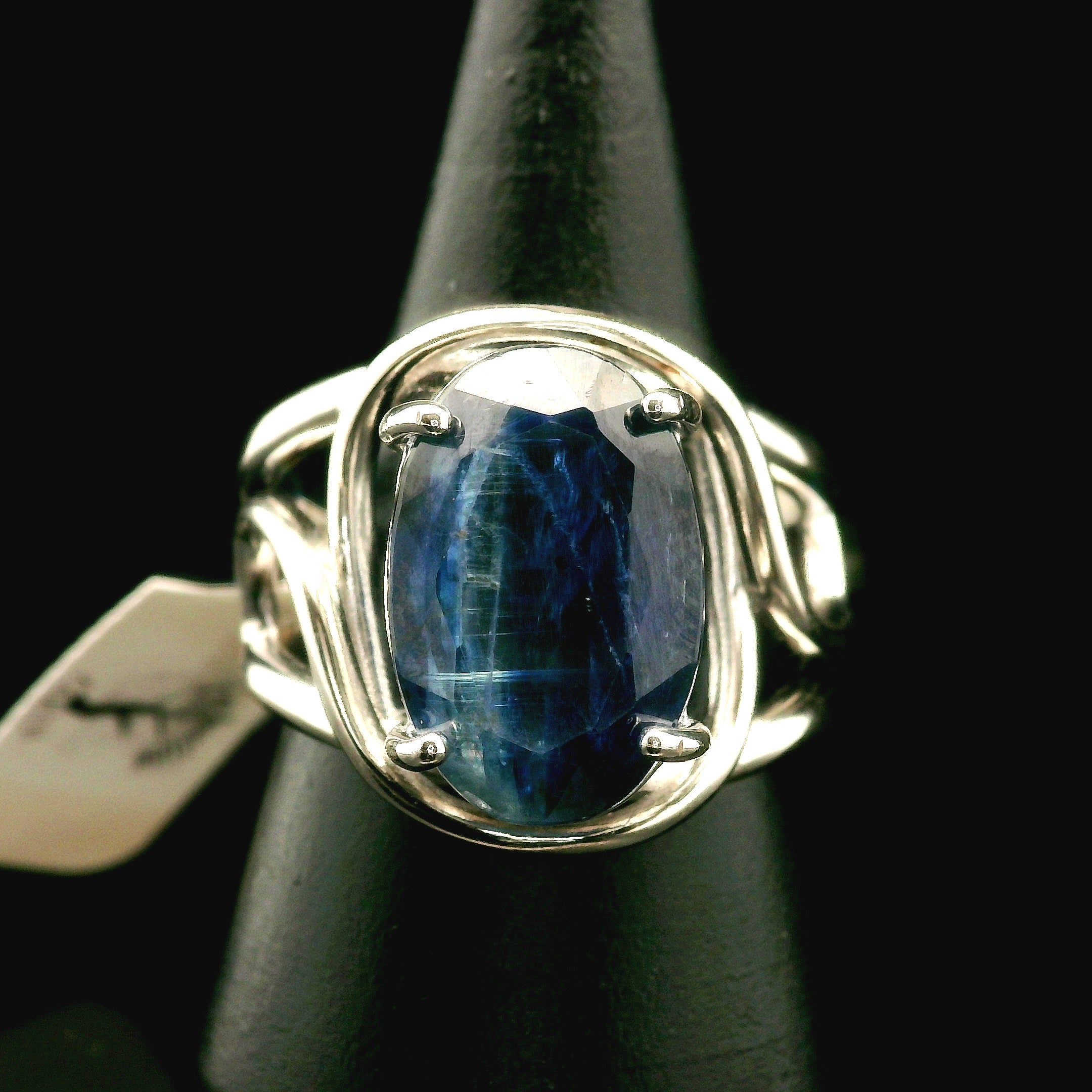 Kyanite Cuff Ring .925 Silver for Energetic Clearing and Purification