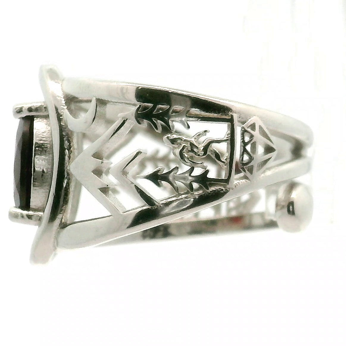 Garnet Sasquatch Cuff Ring .925 Silver for Strength and Connection with Earth
