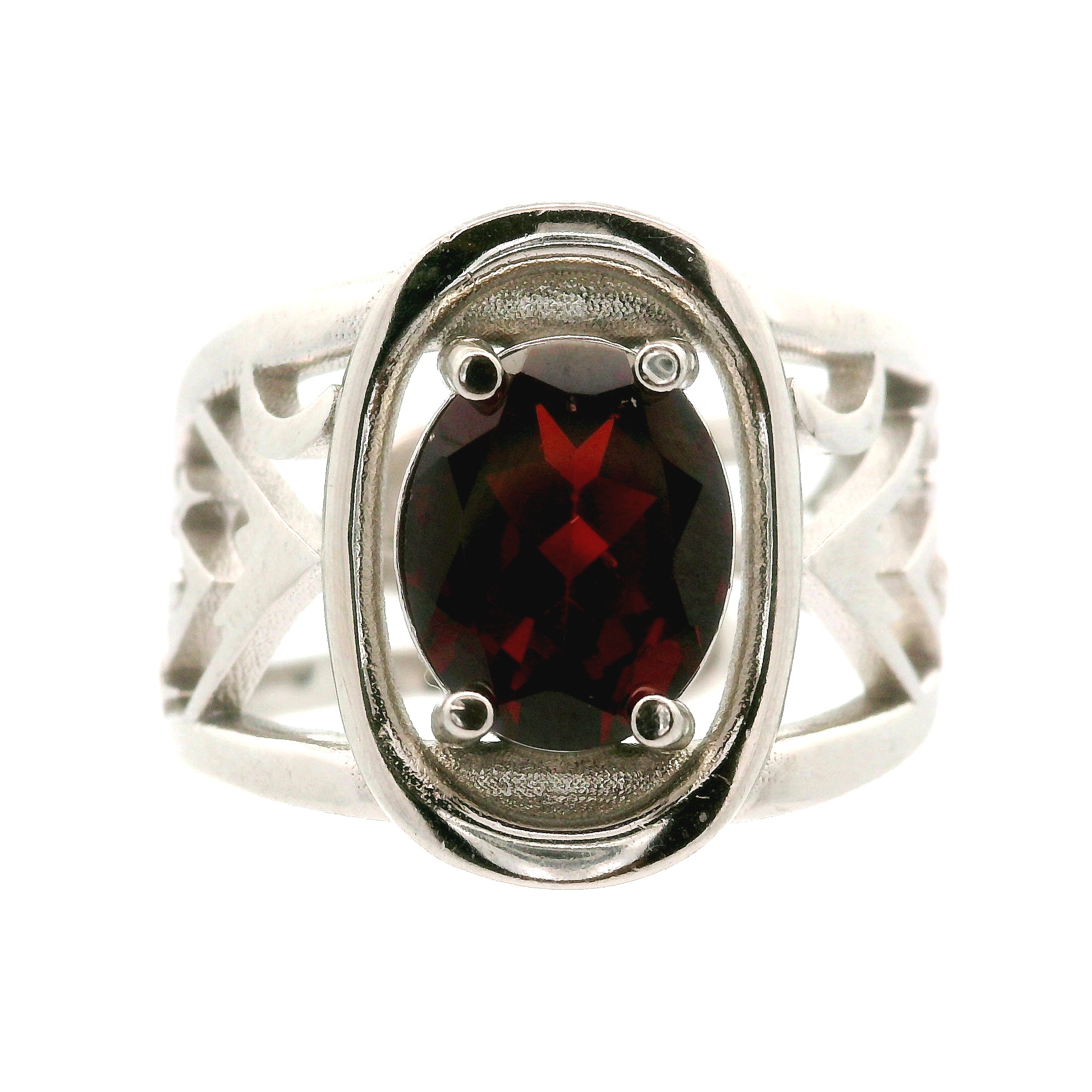 Garnet Sasquatch Cuff Ring .925 Silver for Strength and Connection with Earth