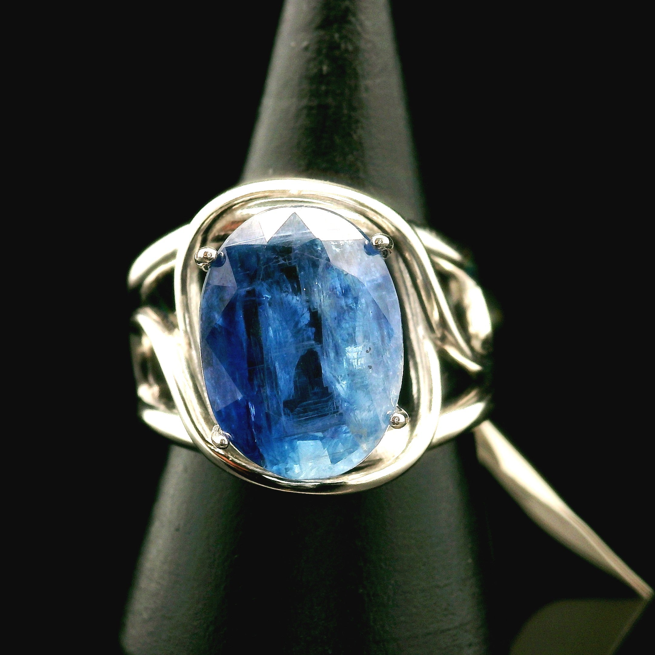 Kyanite Cuff Ring .925 Silver for Energetic Clearing and Purification