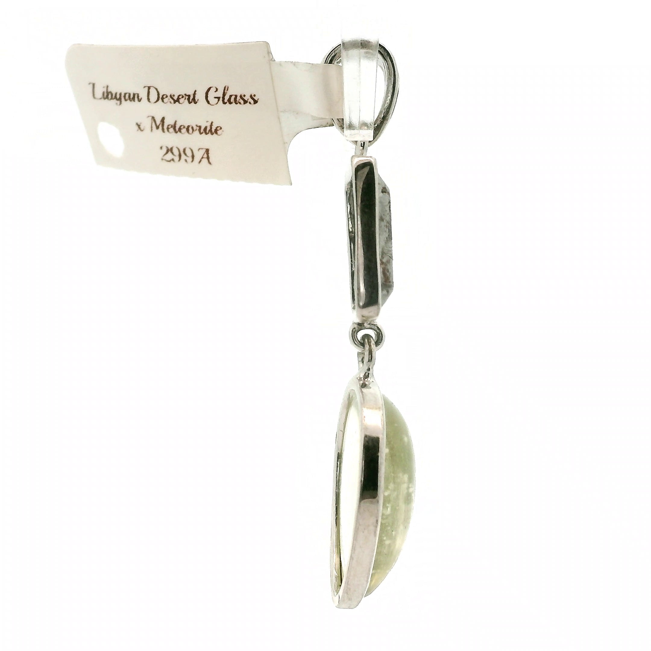 Libyan Desert Glass and Meteorite Pendant .925 Silver for Confidence, Manifestation and Personal Power