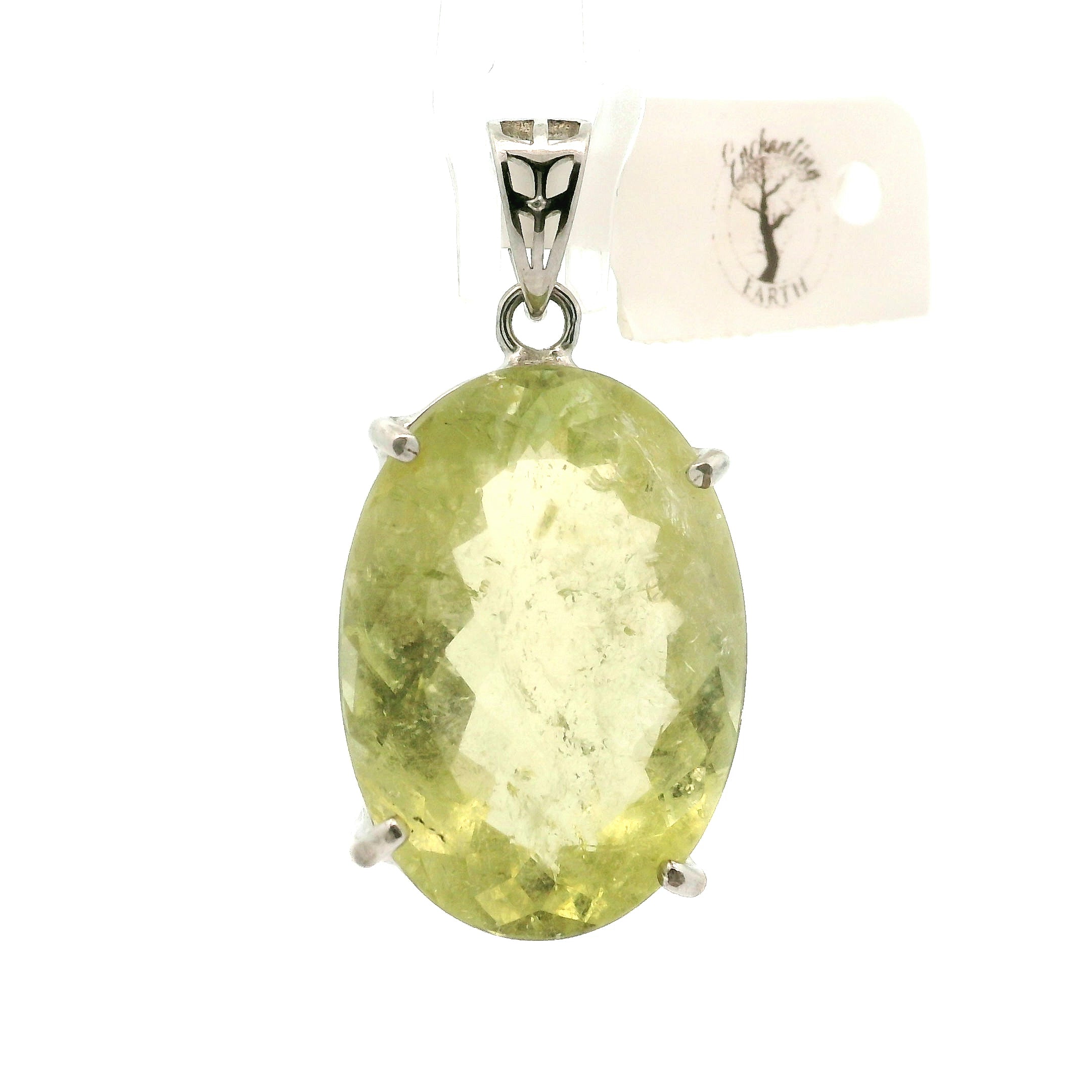 Yellow Tourmaline Pendant .925 Silver for Awareness, Communication and Meditation