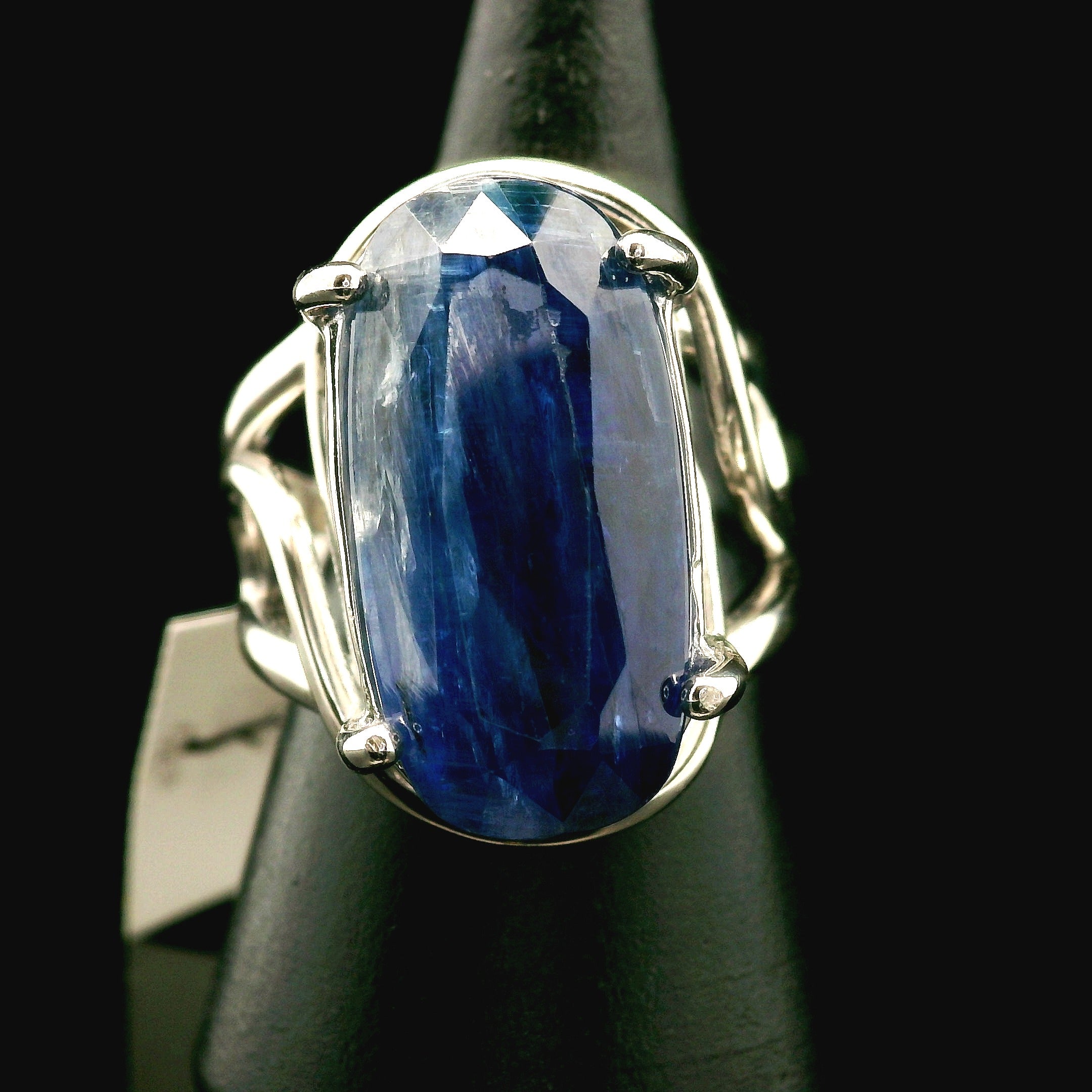 Kyanite Cuff Ring .925 Silver for Energetic Clearing and Purification