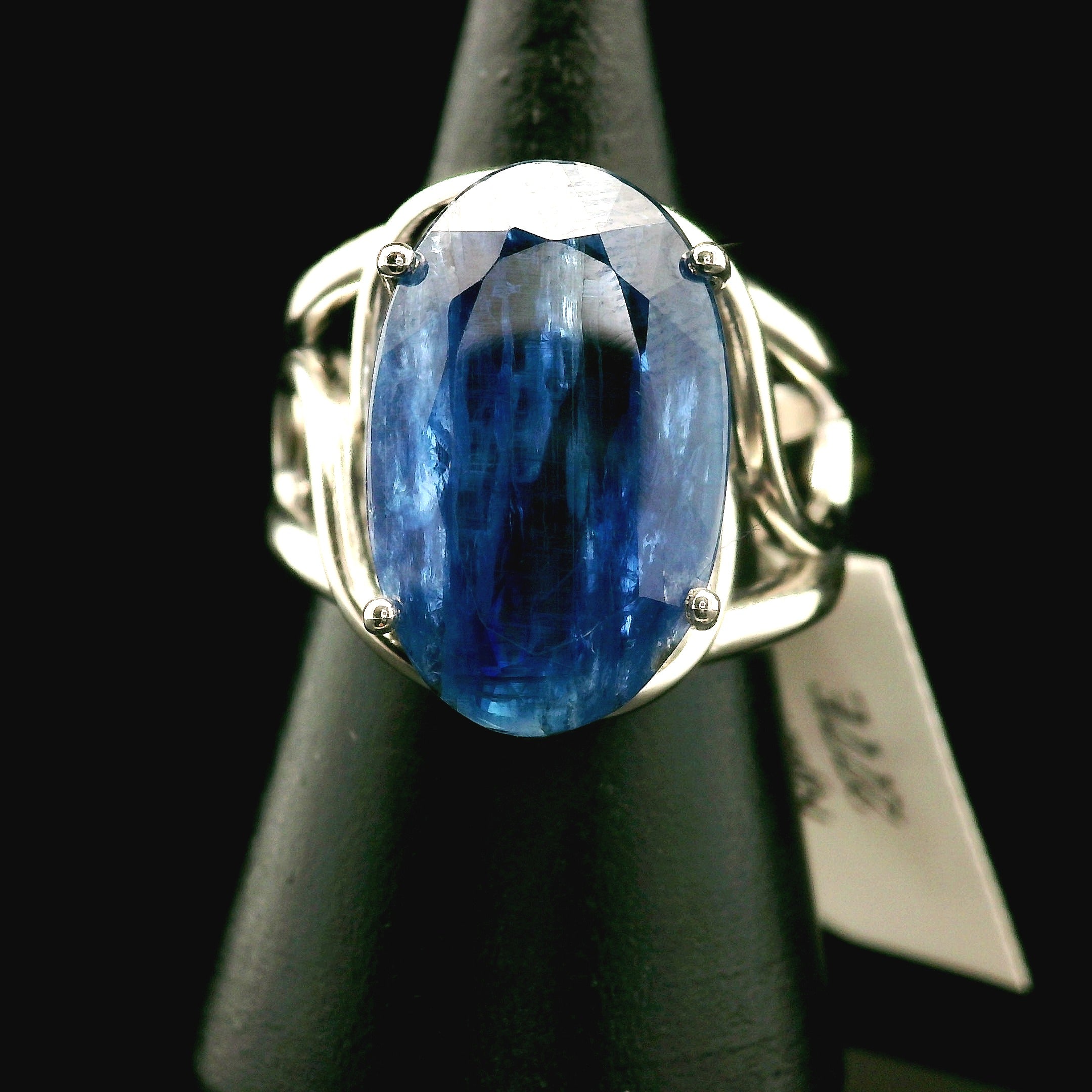 Kyanite Cuff Ring .925 Silver for Energetic Clearing and Purification