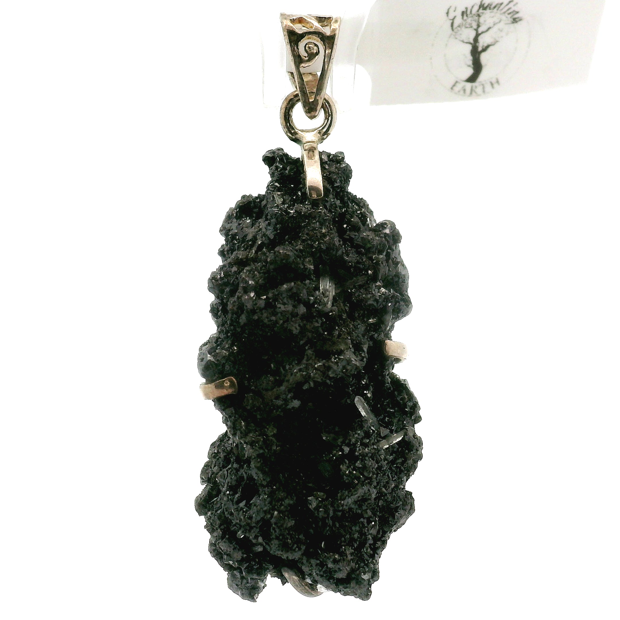 Pyrite Galena Quartz Pendant .925 Silver for Luck & Manifestation