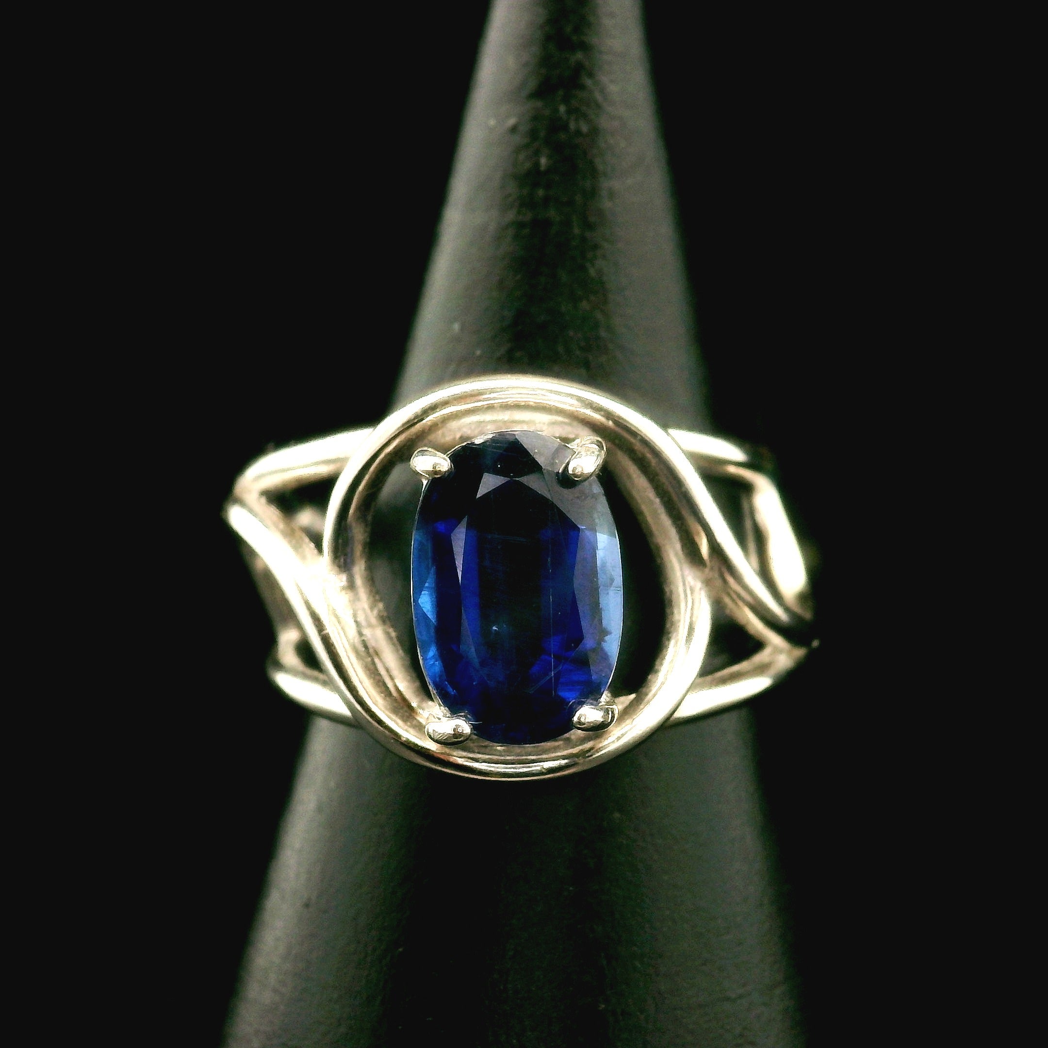 Kyanite Cuff Ring .925 Silver for Energetic Clearing and Purification