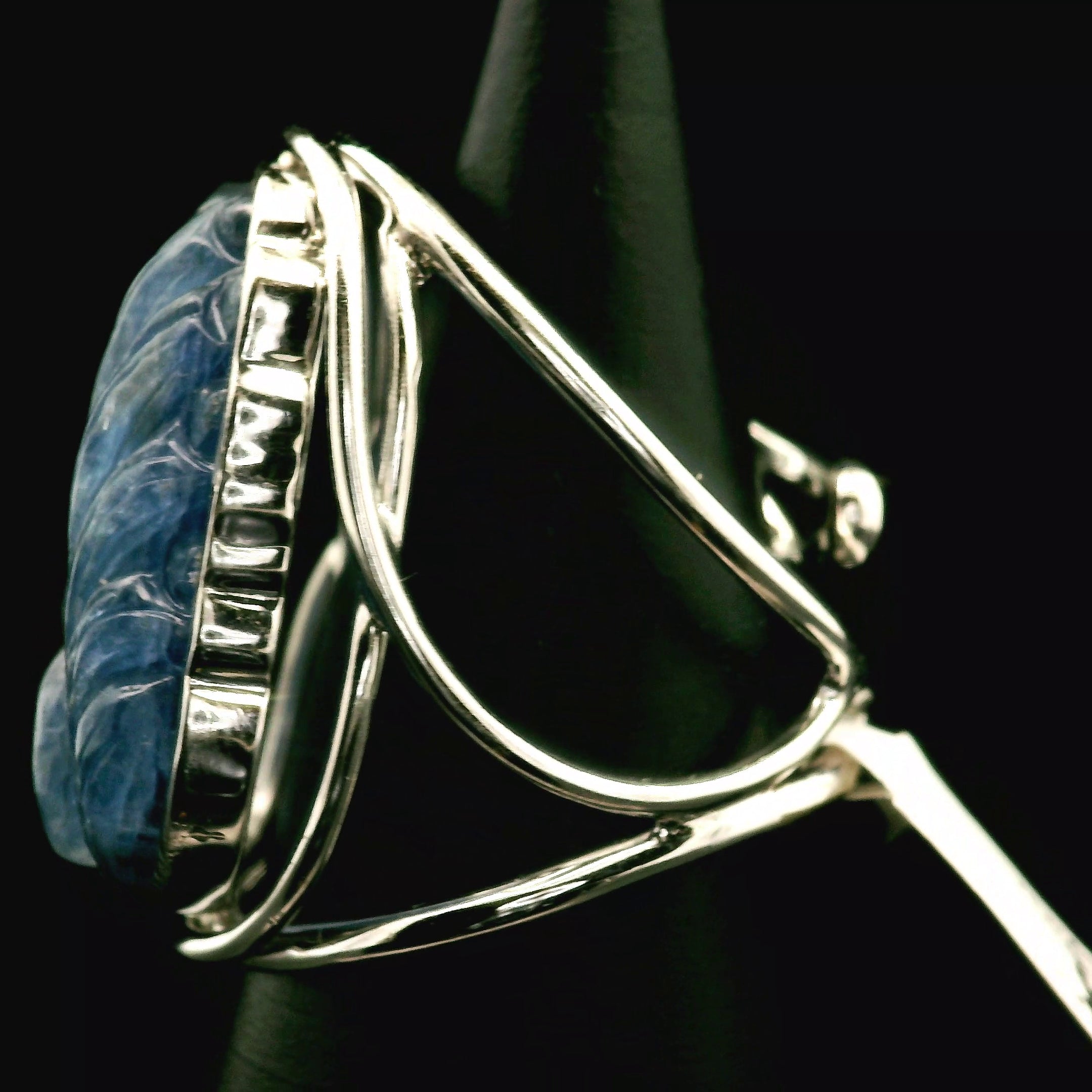 Kyanite Ninetails Cuff Ring .925 Silver for Energetic Clearing and Purification