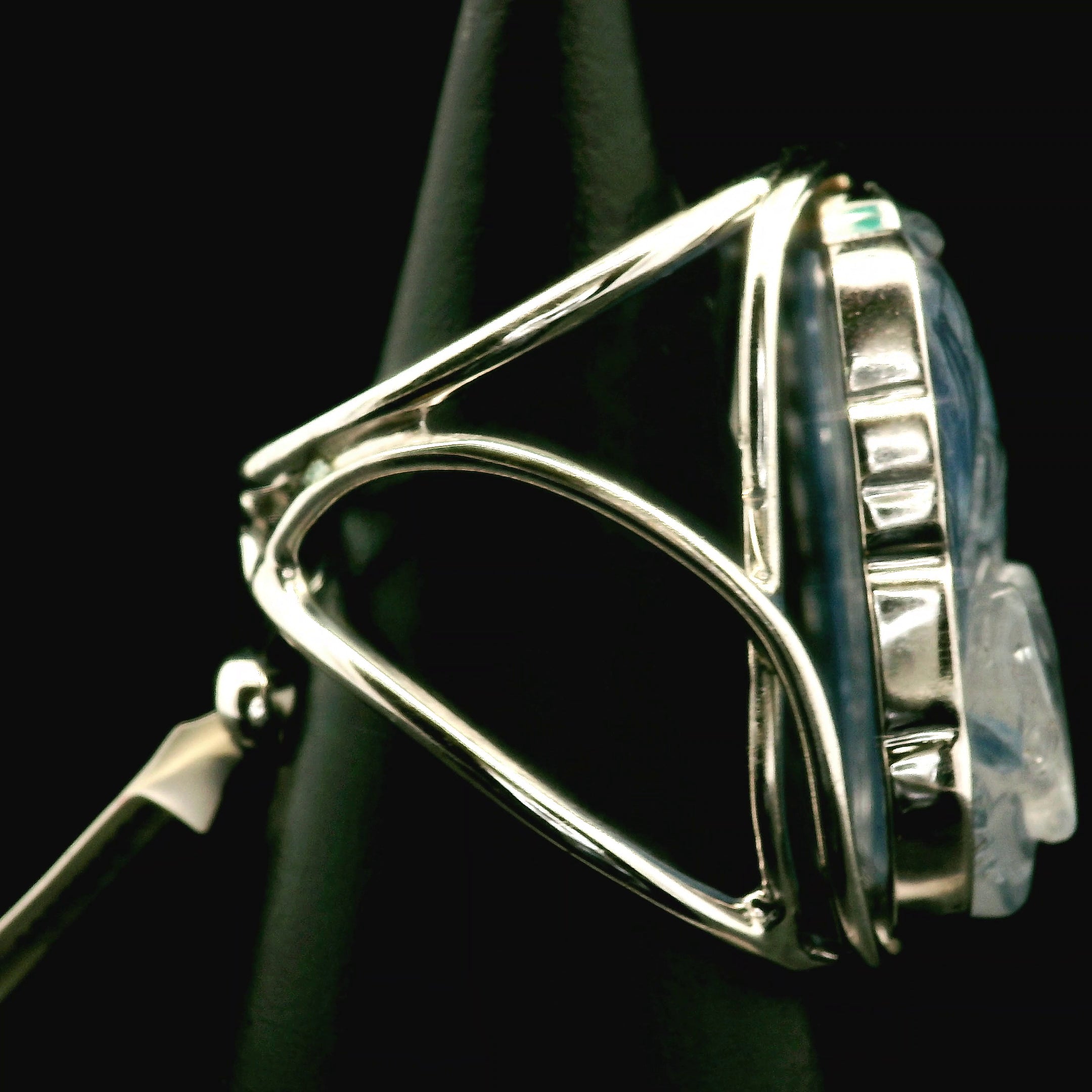 Kyanite Ninetails Cuff Ring .925 Silver for Energetic Clearing and Purification