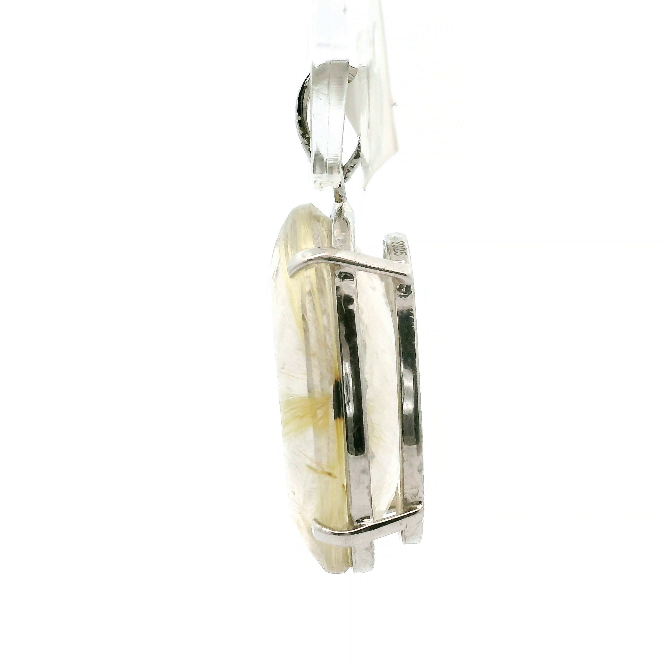 Gold Rutile Pendant .925 Silver for Insight, Meditation & Shamanic Journey