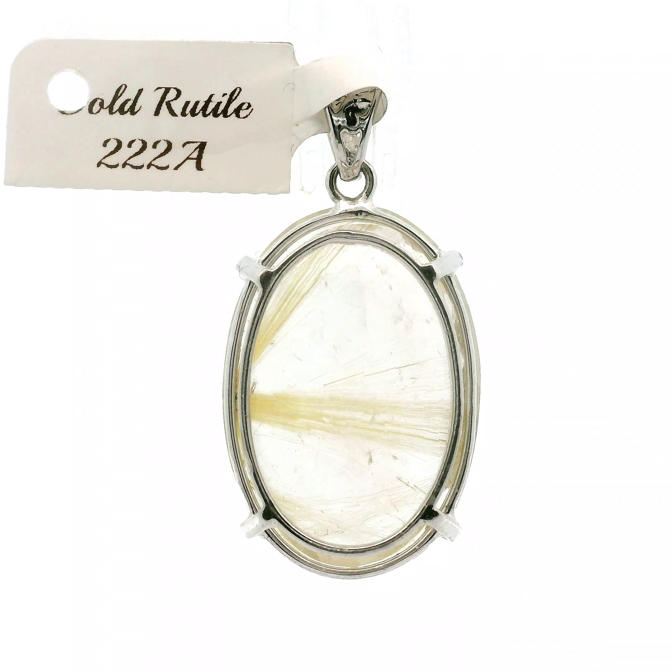 Gold Rutile Pendant .925 Silver for Insight, Meditation & Shamanic Journey