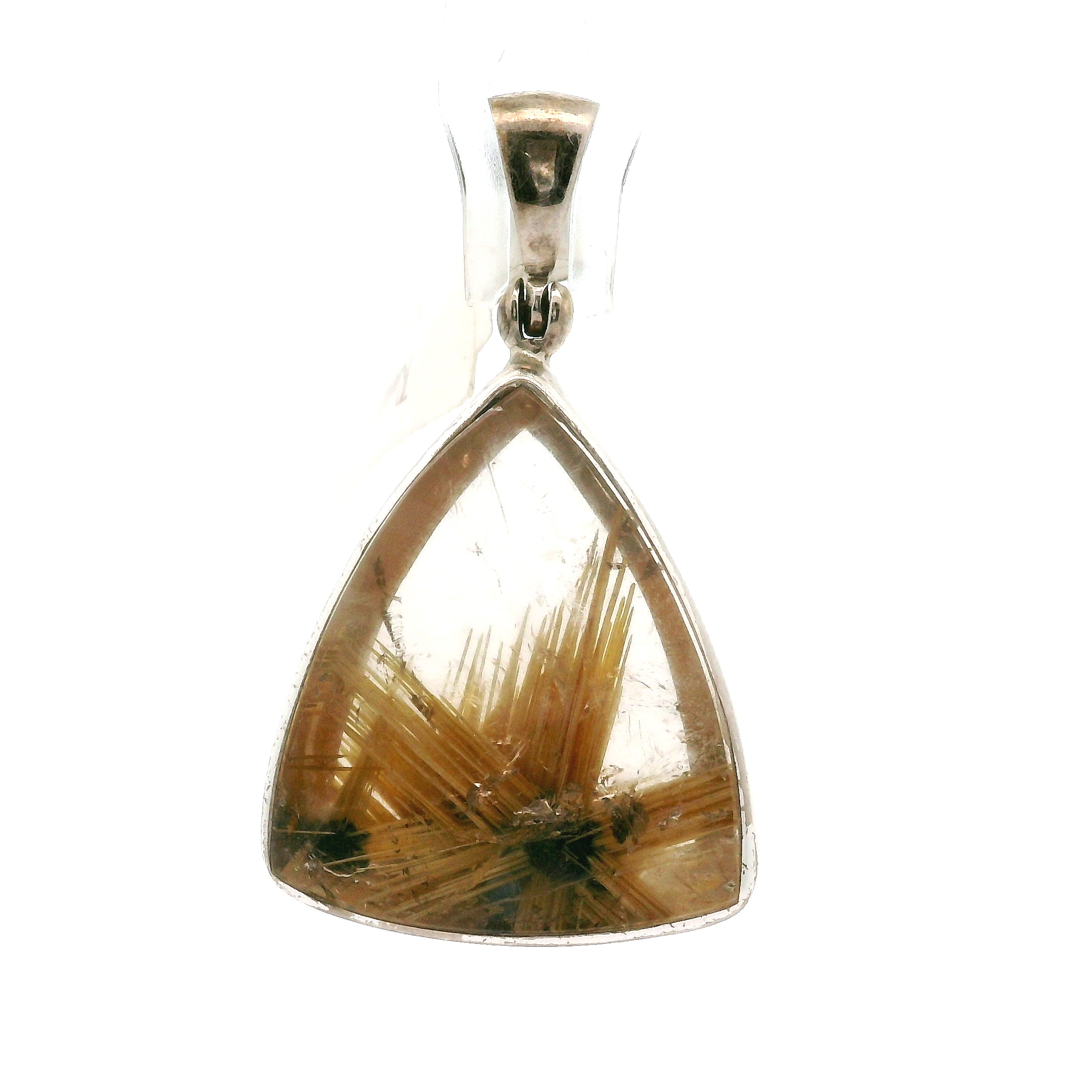 Gold Rutile Pendant .925 Silver for Insight, Meditation & Shamanic Journey
