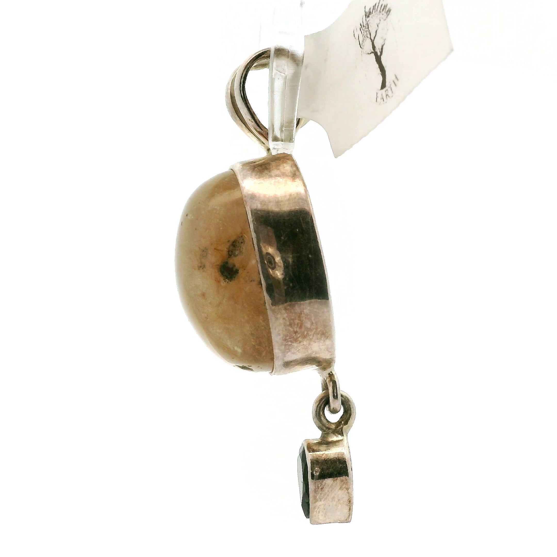 Gold Rutile with Green Tourmaline Pendant .925 Silver for Insight, Meditation & Shamanic Journey