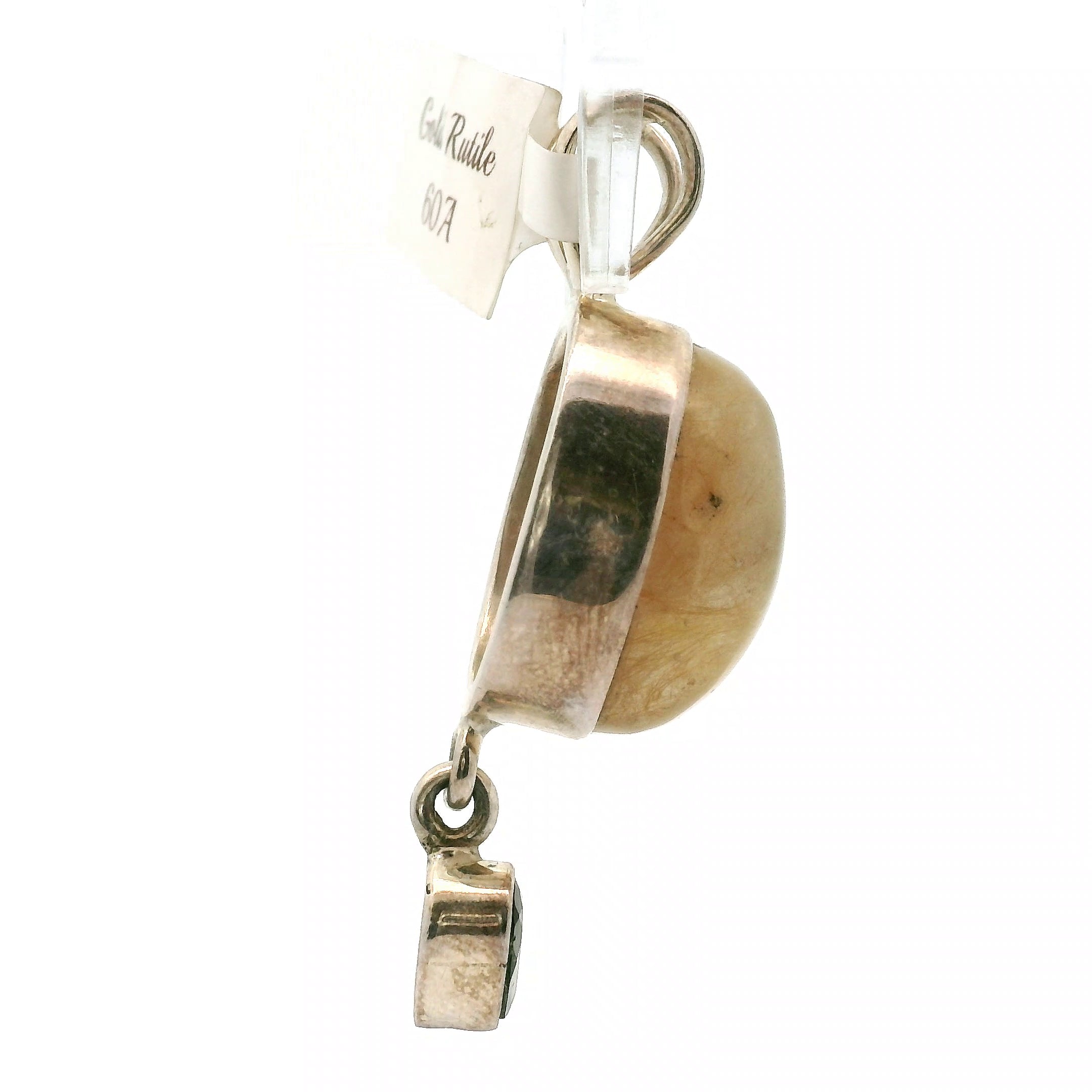 Gold Rutile with Green Tourmaline Pendant .925 Silver for Insight, Meditation & Shamanic Journey