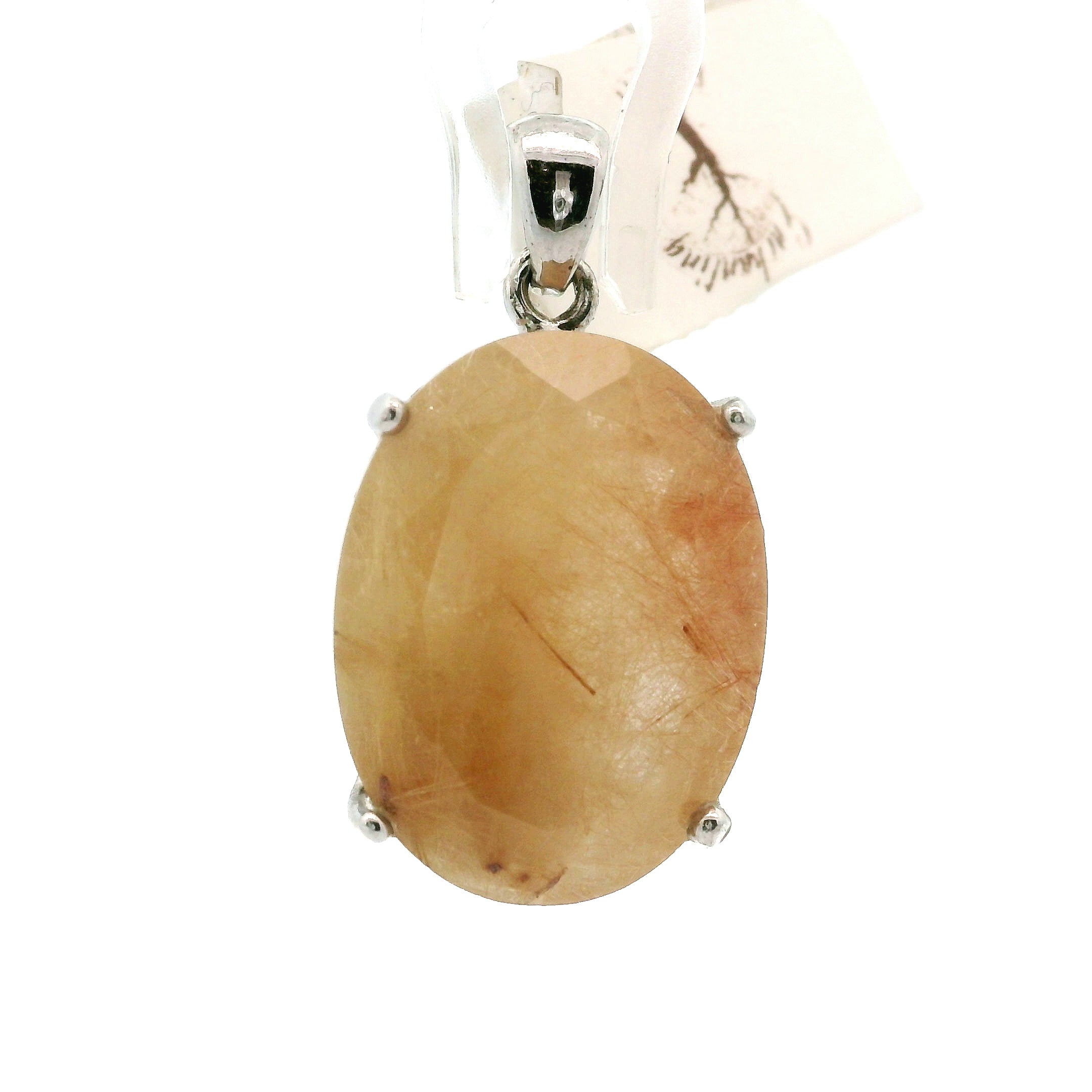 Gold Rutile Pendant .925 Silver for Insight, Meditation & Shamanic Journey