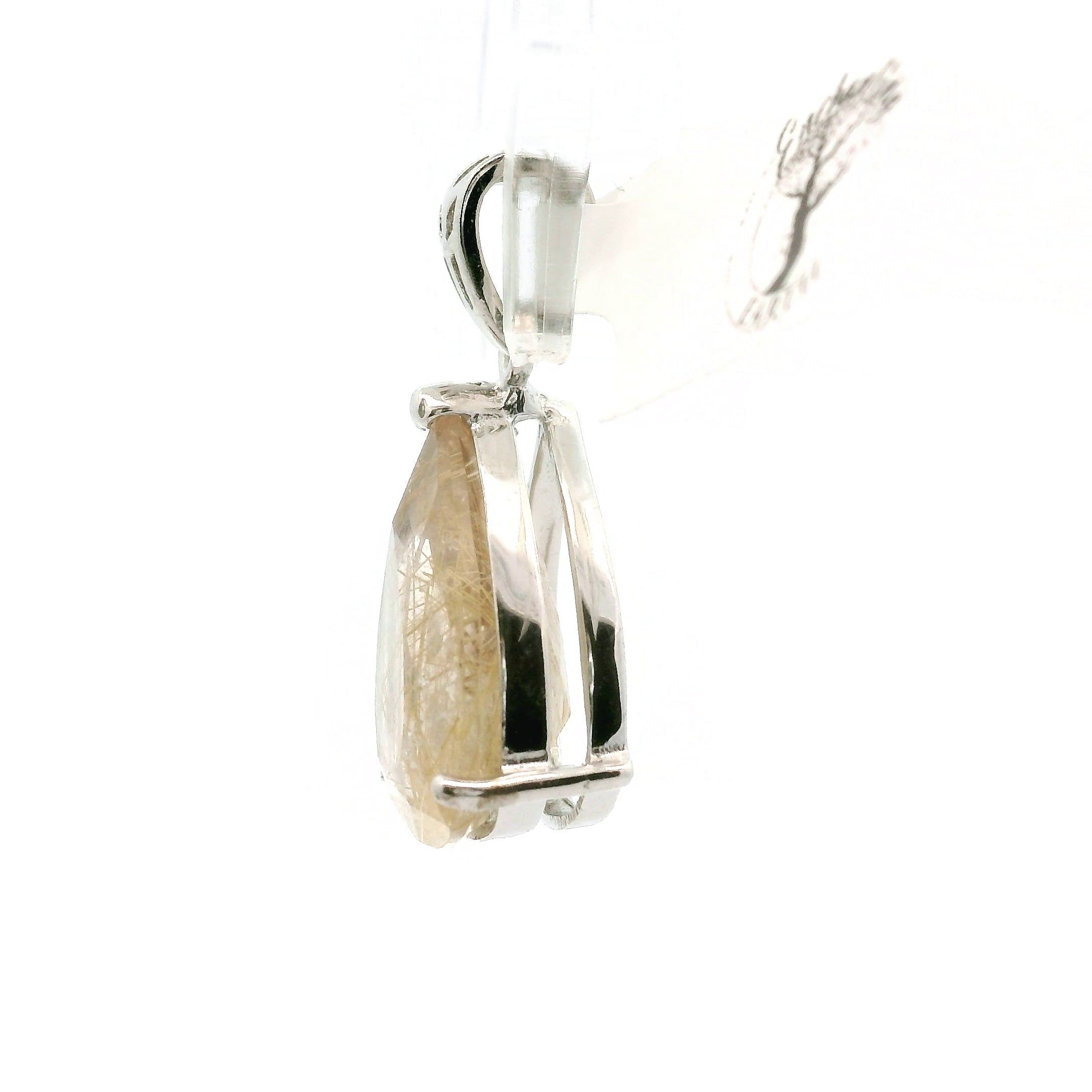 Gold Rutile Pendant .925 Silver for Insight, Meditation & Shamanic Journey