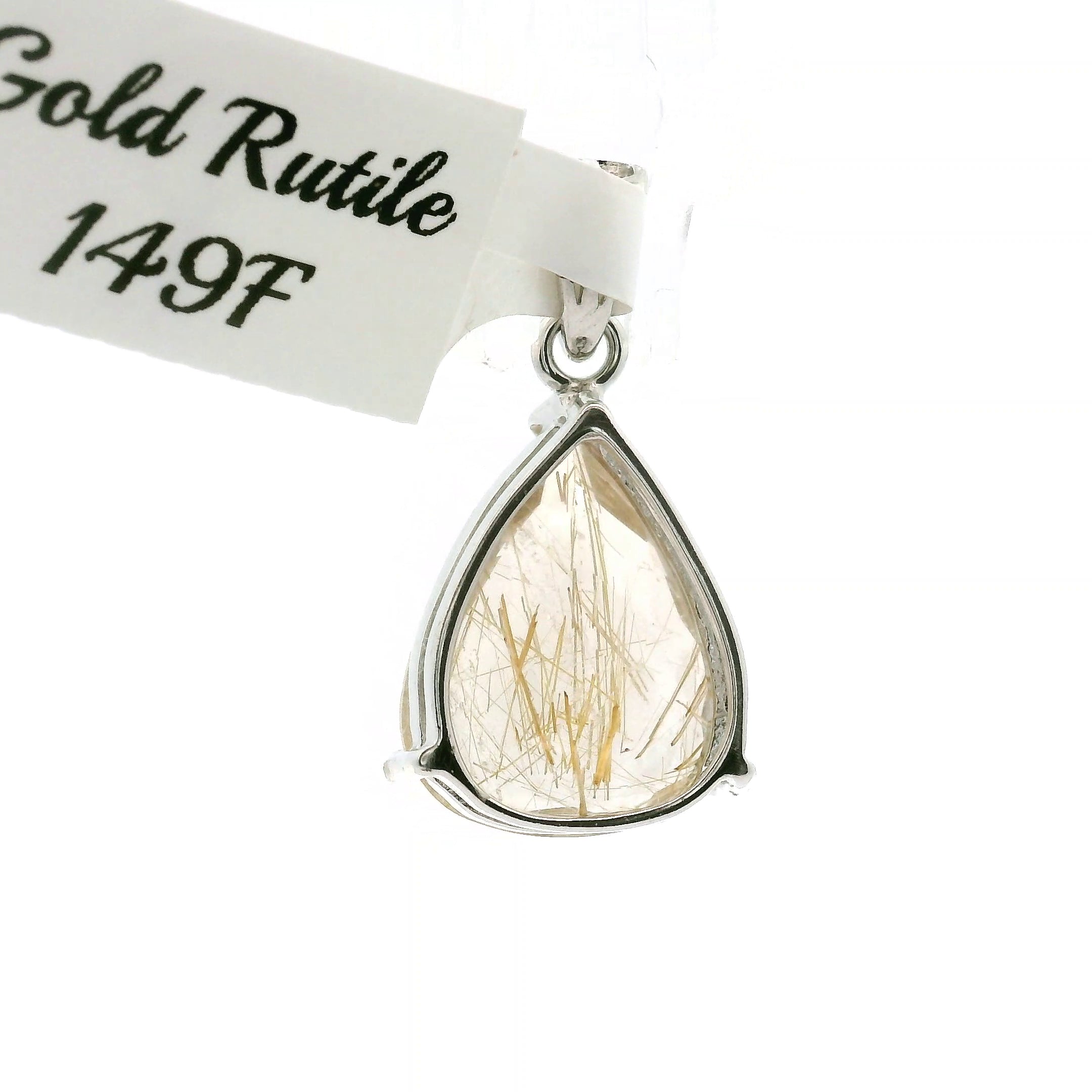 Gold Rutile Pendant .925 Silver for Insight, Meditation & Shamanic Journey