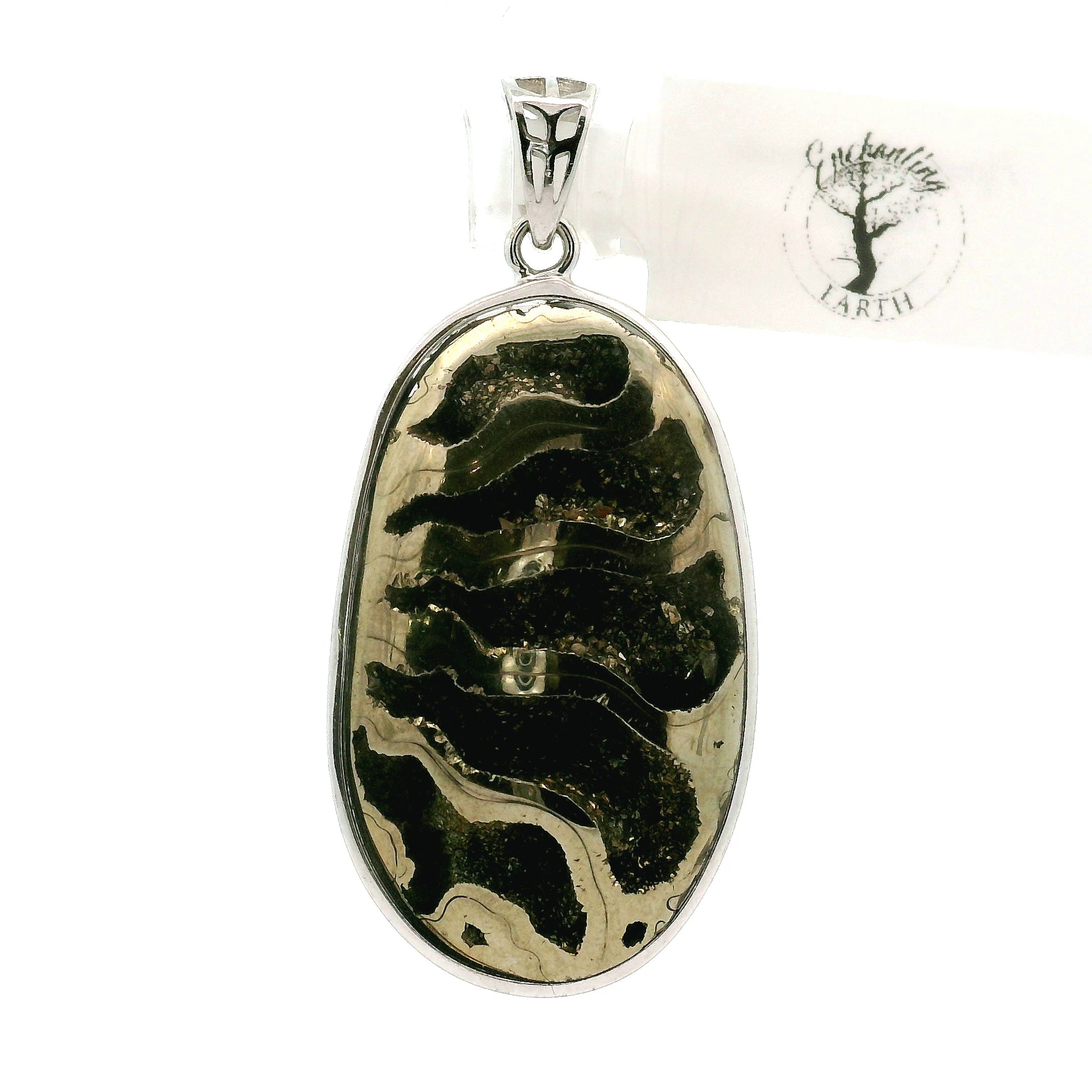 Pyrite Ammonite Pendant .925 Silver for Luck & Manifestation