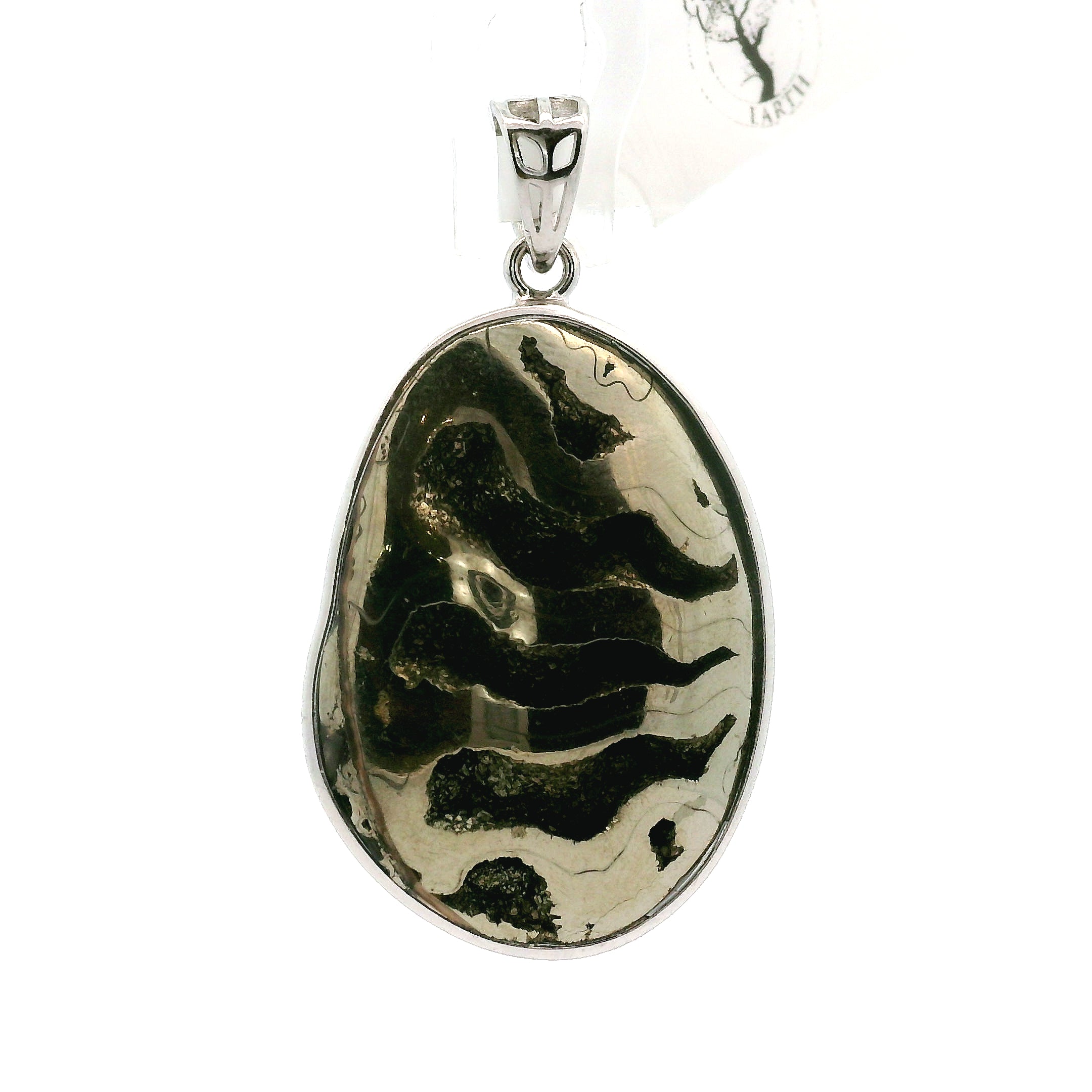 Pyrite Ammonite Pendant .925 Silver for Luck & Manifestation