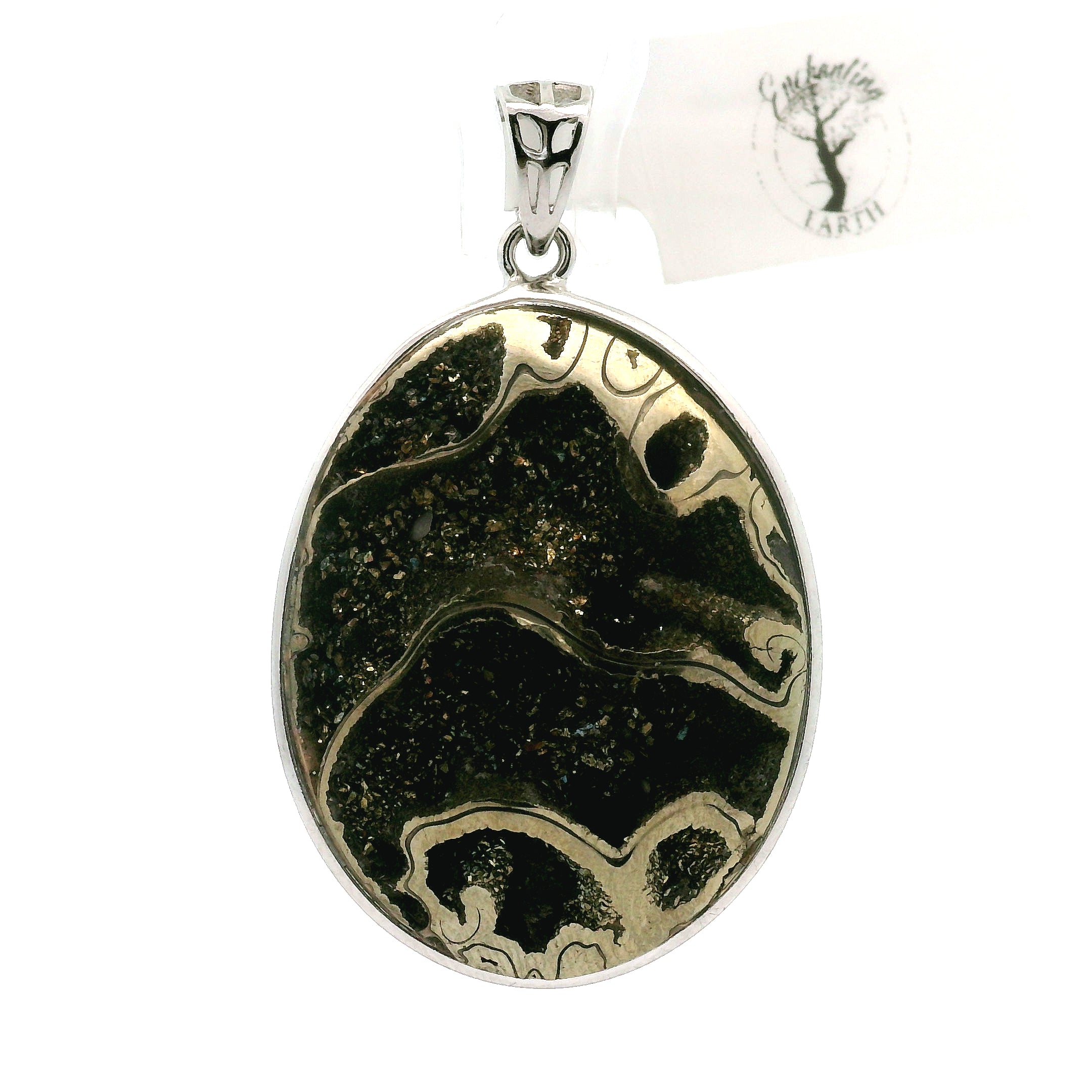 Pyrite Ammonite Pendant .925 Silver for Luck & Manifestation