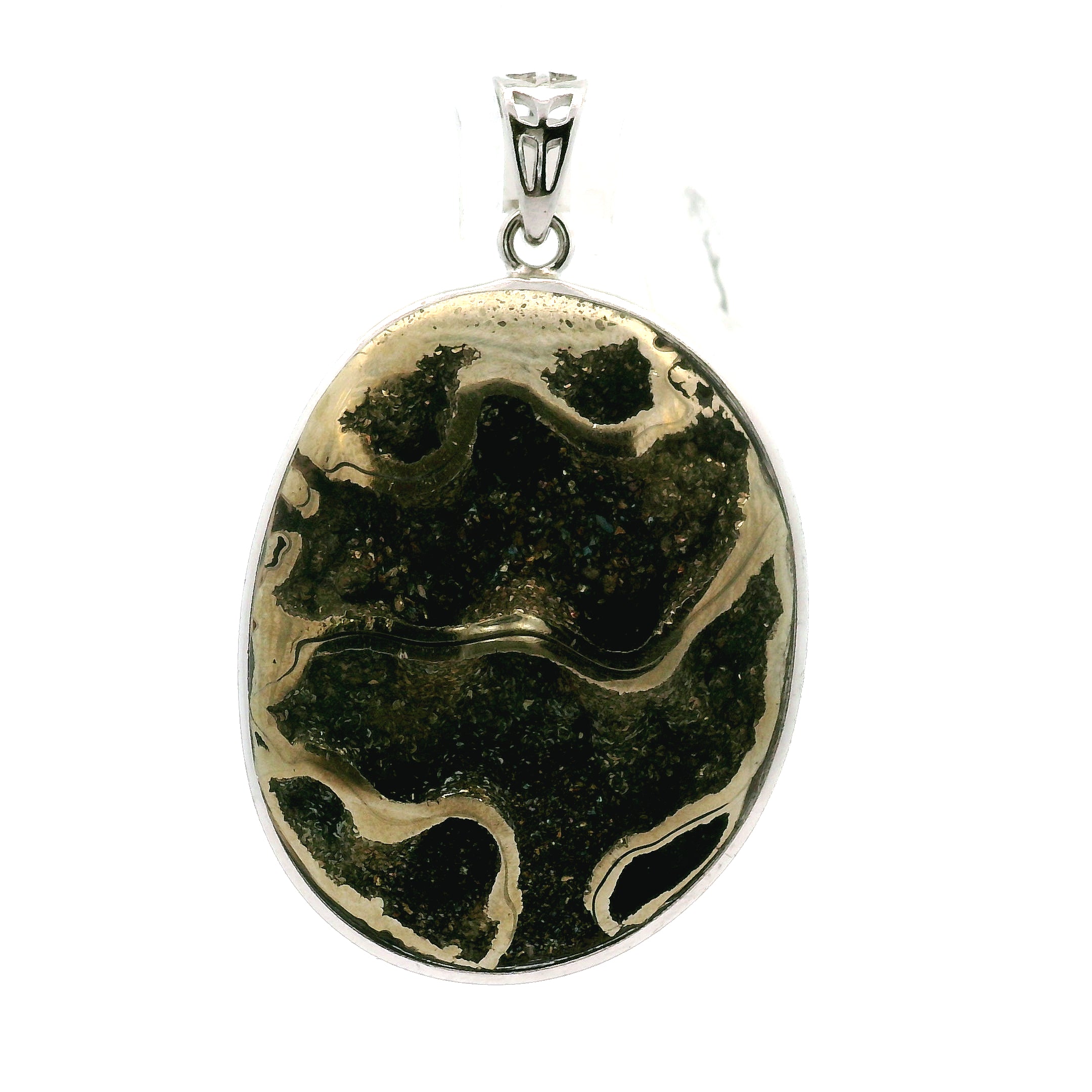 Pyrite Ammonite Pendant .925 Silver for Luck & Manifestation