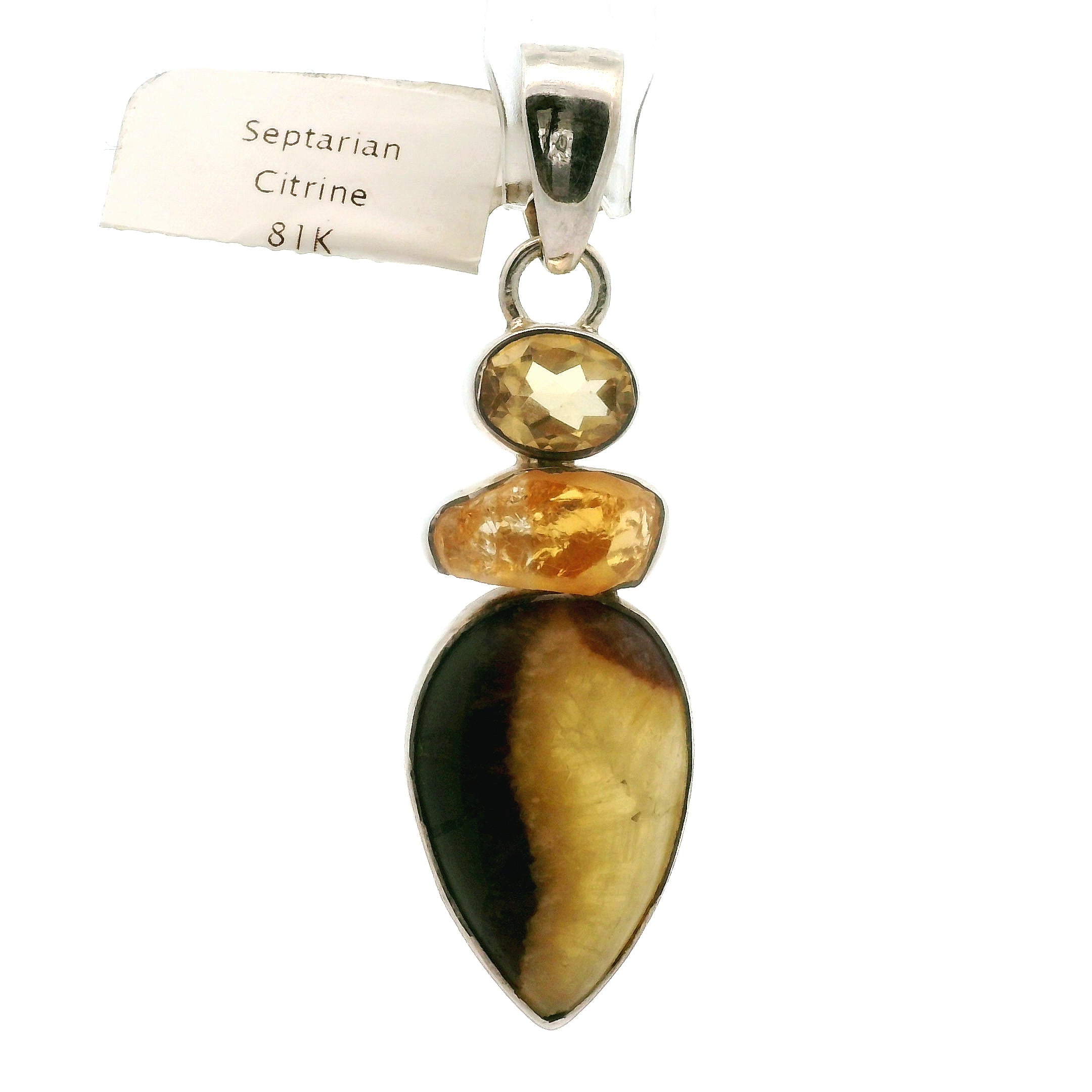 Septarian Multi-Stone Pendant .925 Silver for Grounding, Confidence and Transformation